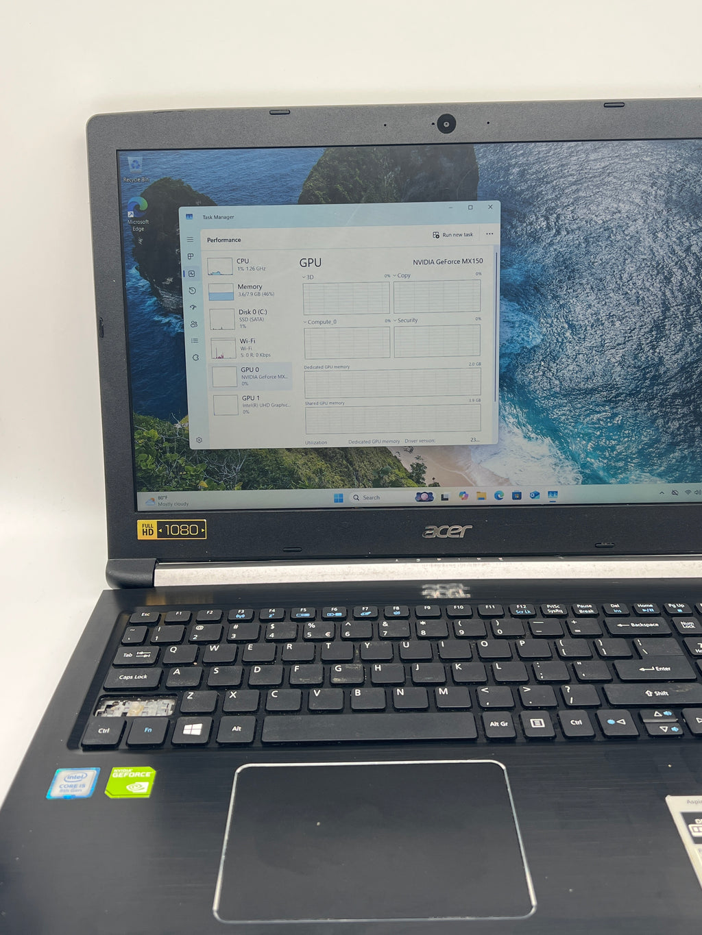 Acer Aspire A515-51G i5-8250u 8GB RAM 256GB SSD GeForce MX150 - For Parts (Read)
