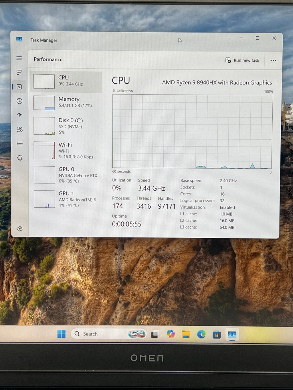 HP Omen 16 Gaming Laptop AMD Ryzen 9 8940HX 32GB RAM 1TB NVIDIA GeForce RTX 5060 - Used