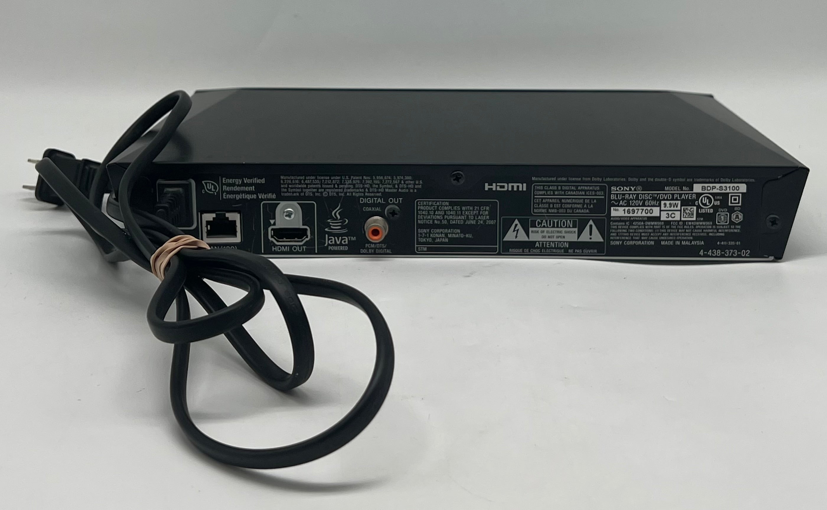 Sony BDP-S3100 DVD Player No Remote - Used
