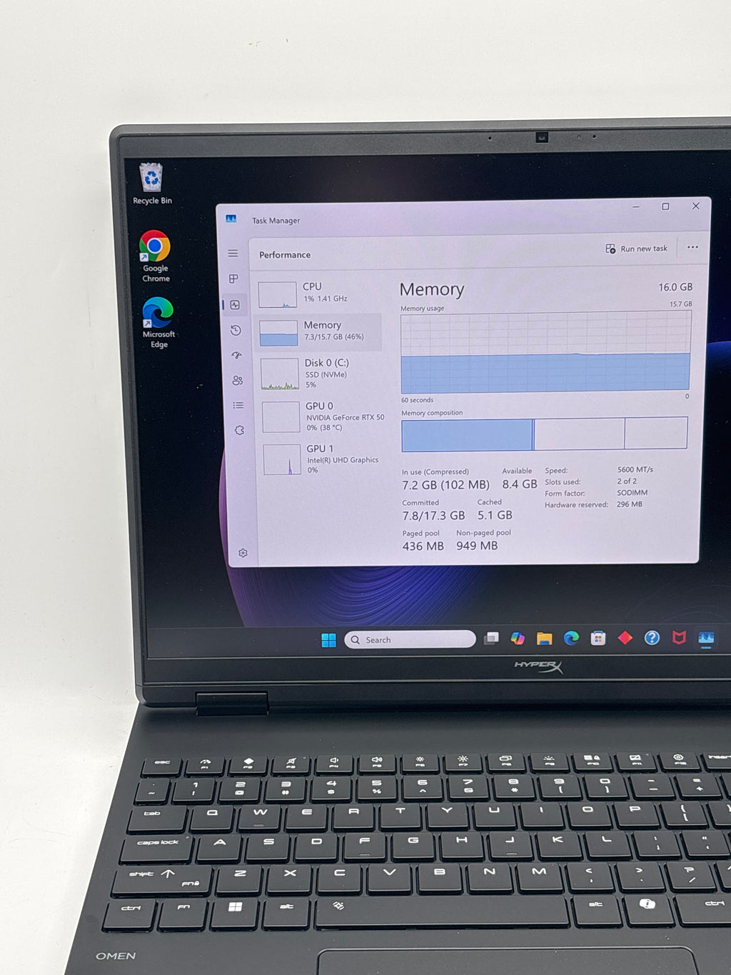 HP HyperX OMEN 15-ga0762nr 15" Intel Core i7-14650HX 16GB RAM 1TB SSD RTX 5060 - Used
