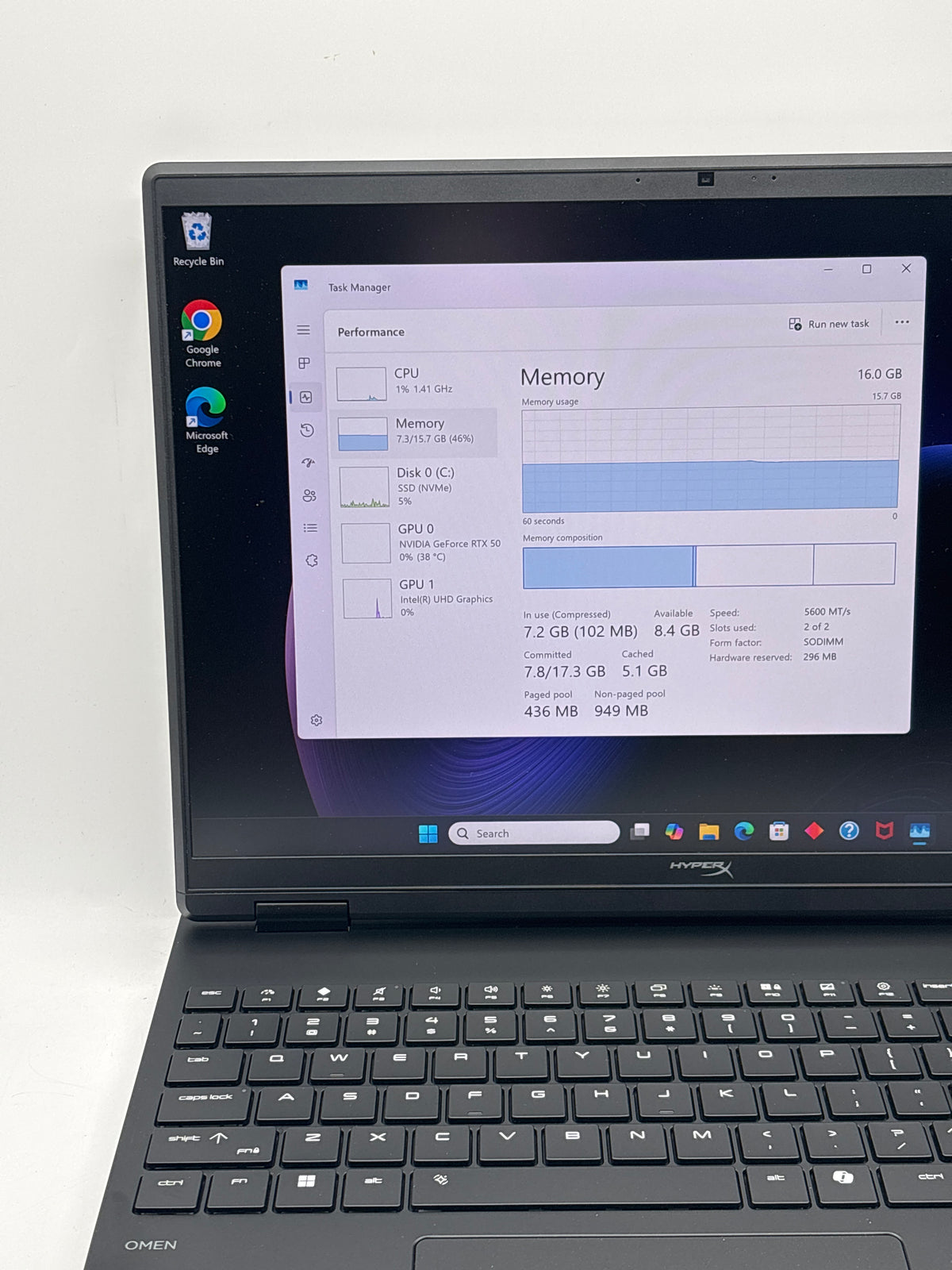 HP HyperX OMEN 15-ga0762nr 15" Intel Core i7-14650HX 16GB RAM 1TB SSD RTX 5060 - Used