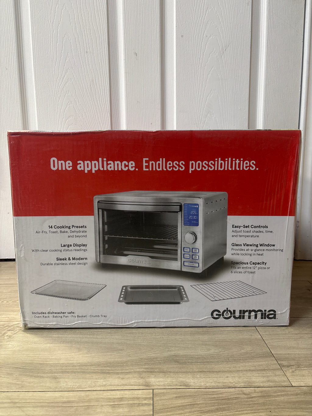 Gourmia GTF7900 Digital Air Fryer Toaster Oven 1700W 6-Slice Stainless Steel - New