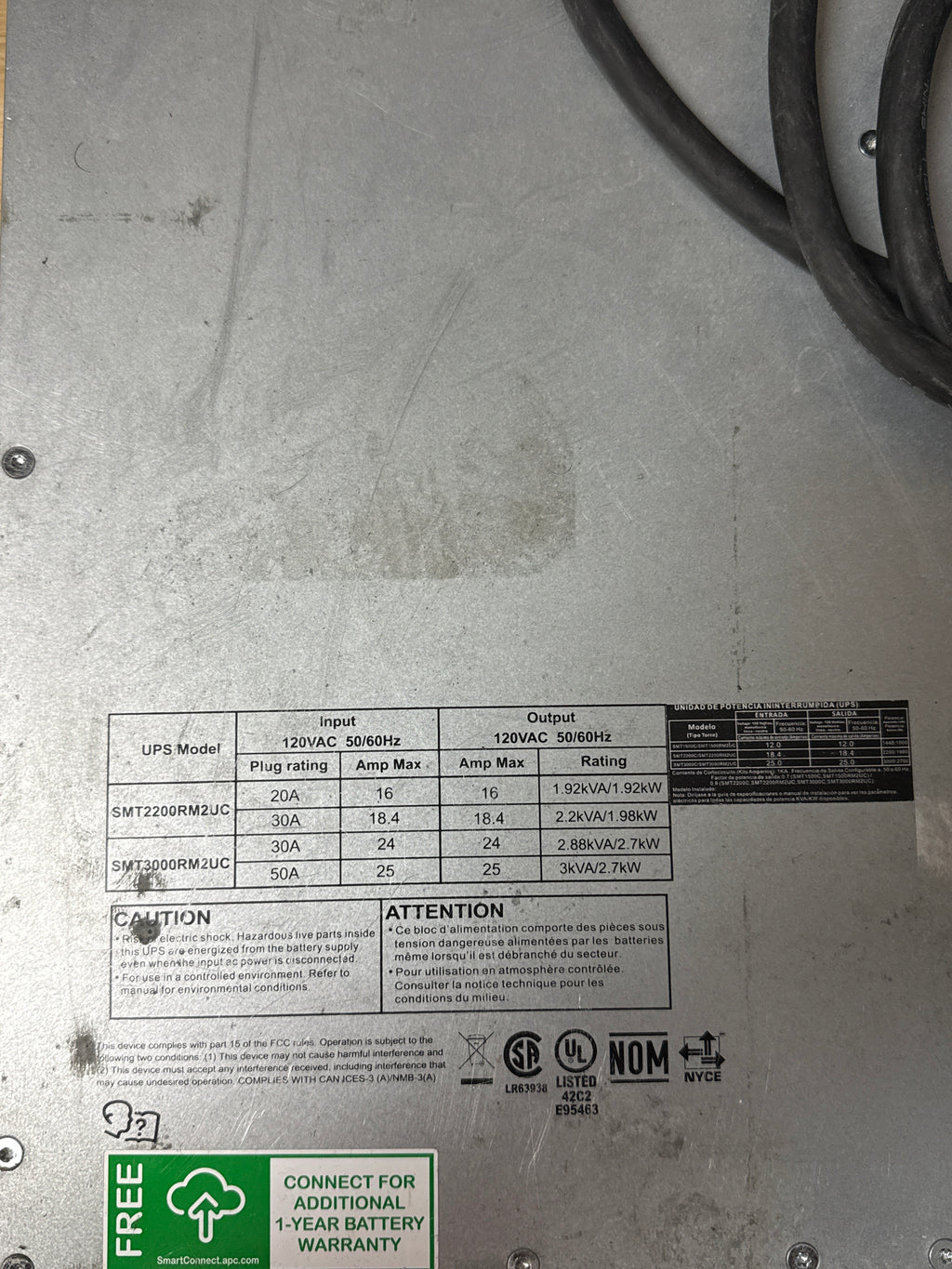 APC SMT2200RM2UC 2200VA Smart-UPS 2U - missing cover