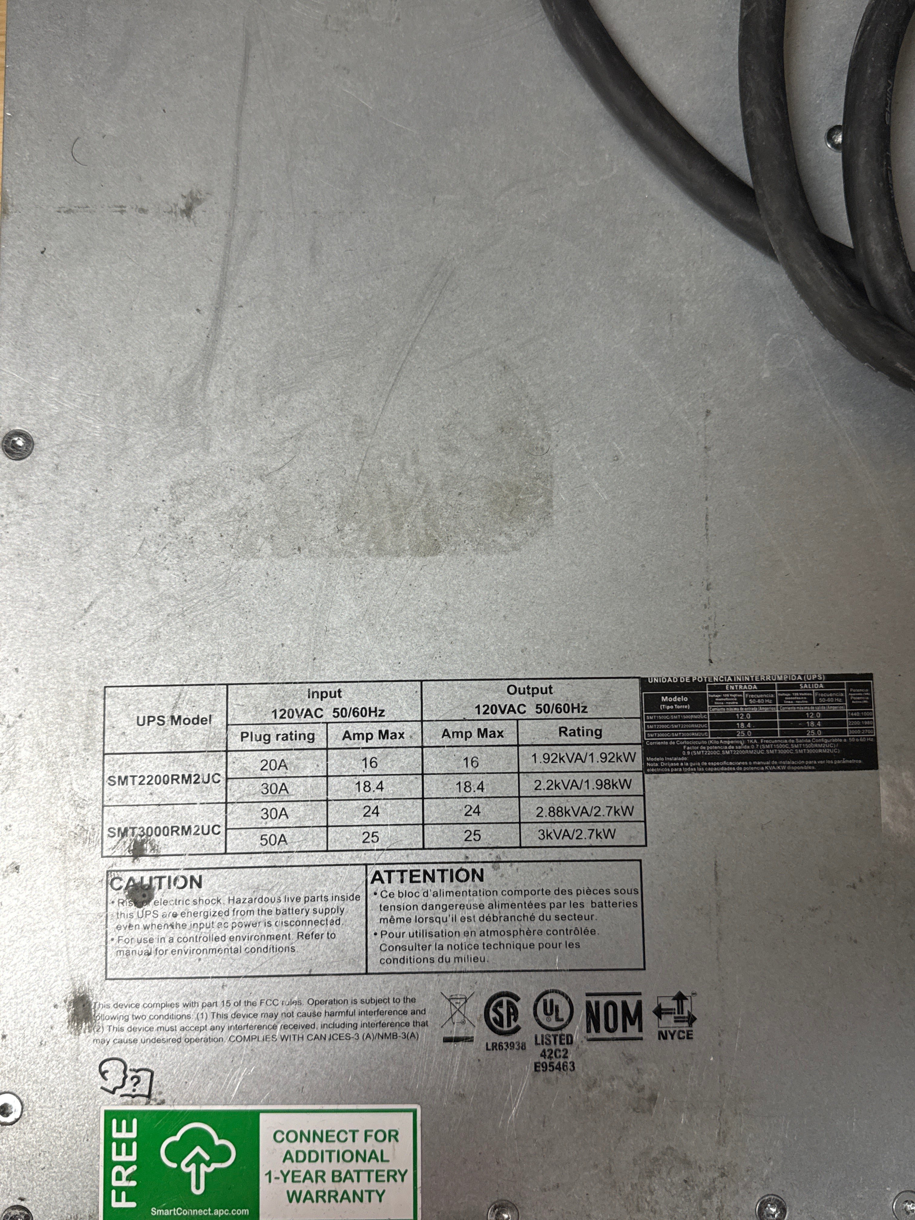 APC SMT2200RM2UC 2200VA Smart-UPS 2U - missing cover