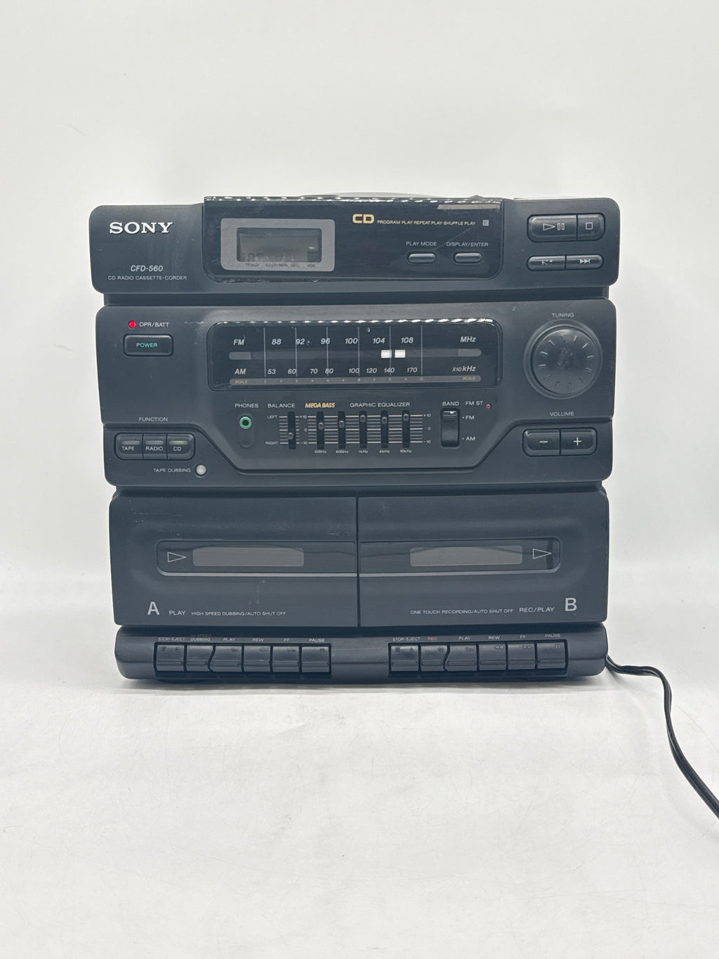 Sony CFD-560 CD Player Radio Stereo Cassette Boombox - For Parts