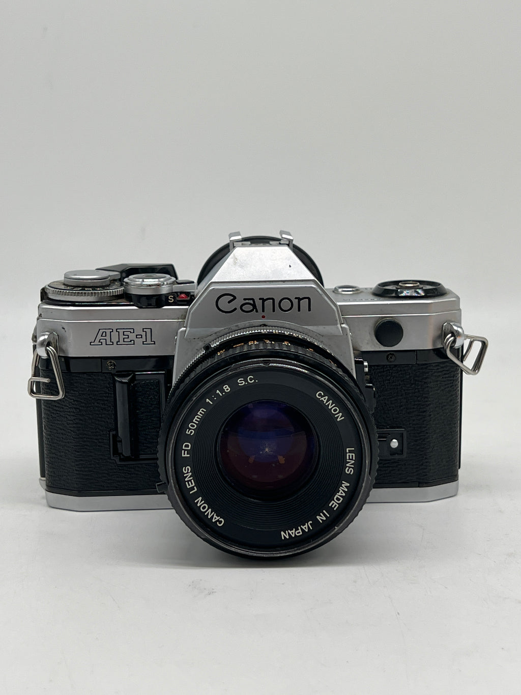 Canon AE-1 Silver SLR Camera 35mm W/50mm f/1.8 FD Lens Untested