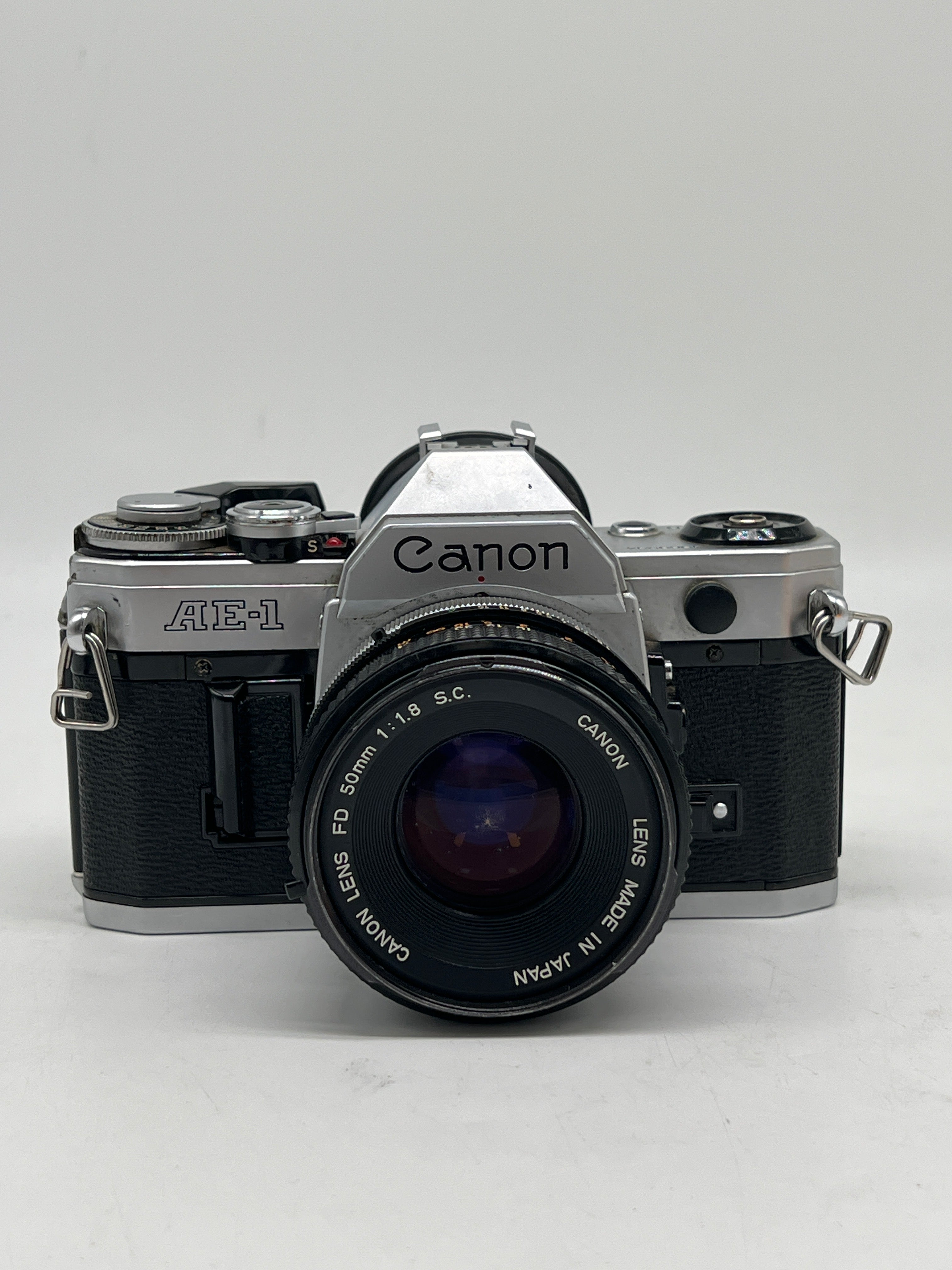 Canon AE-1 Silver SLR Camera 35mm W/50mm f/1.8 FD Lens Untested