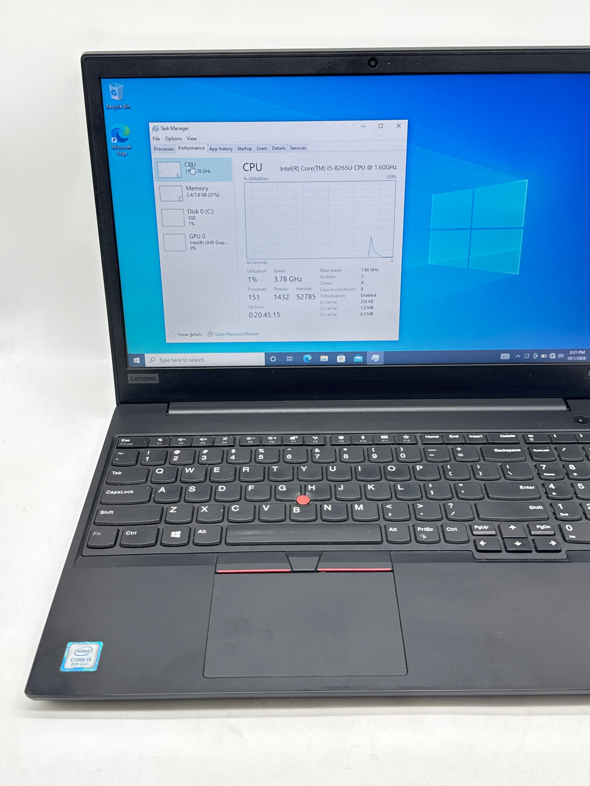 Lenovo ThinkPad E590 15.6in Core i5 8265U 8GB RAM 512GB SSD - Used