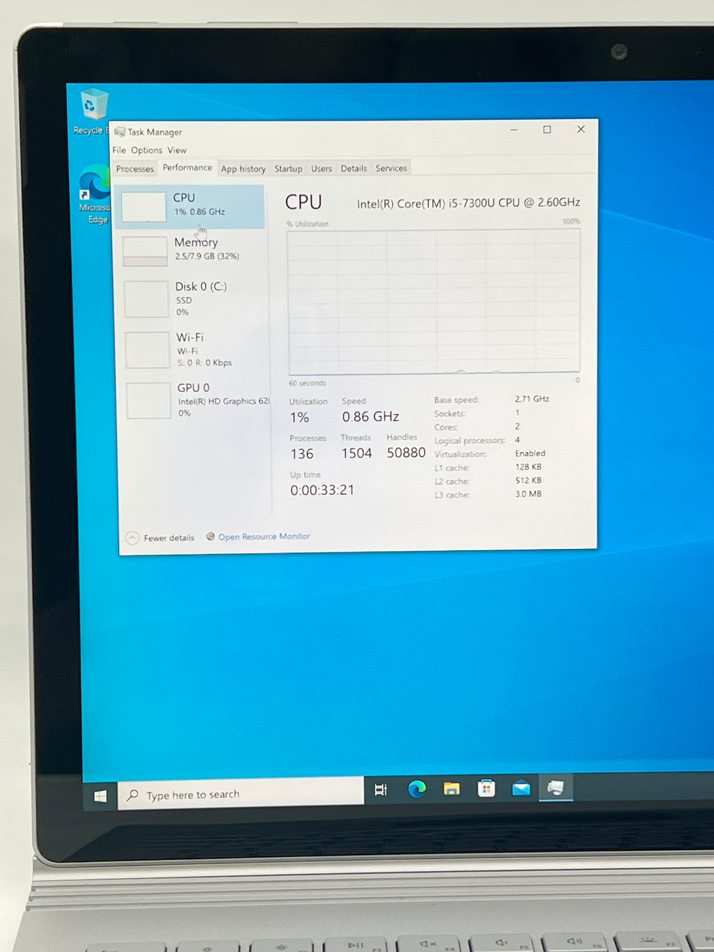 Microsoft Surface Book 2 Touch i5-7300U 8GB RAM 256GB SSD