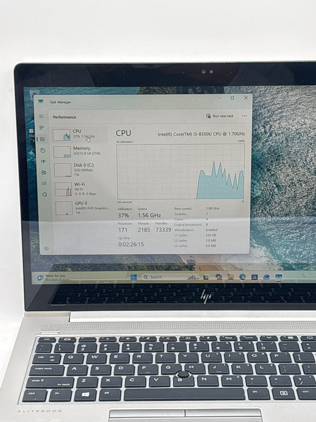 HP EliteBook 840 G5 14" Intel Core i5-8350U 16GB RAM 256GB SSD Silver - Used