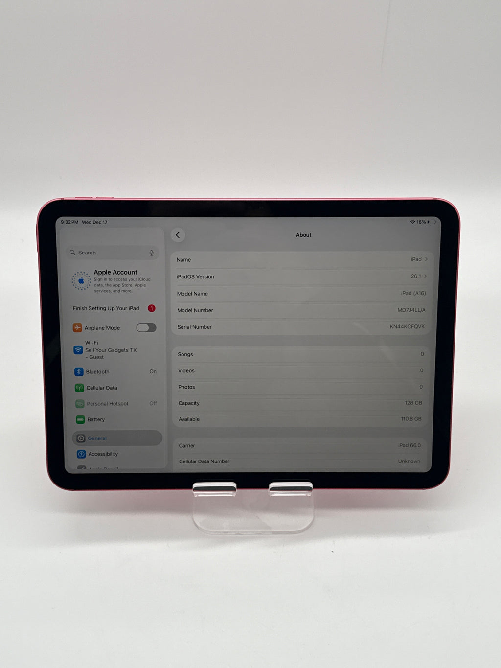 Apple iPad 11th Gen A16 128GB Pink Wi-Fi + Cellular Unlocked