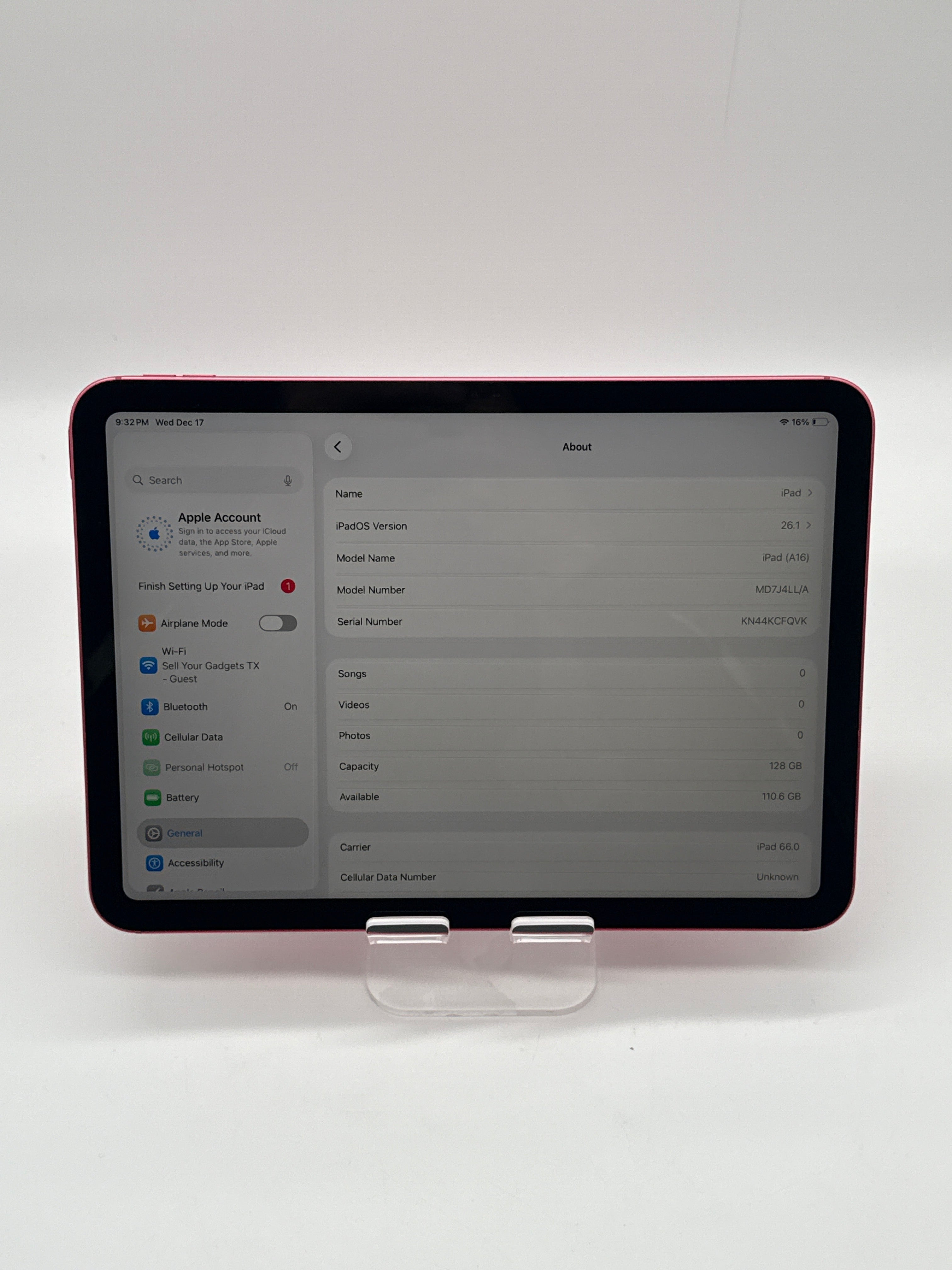 Apple iPad 11th Gen A16 128GB Pink Wi-Fi + Cellular Unlocked