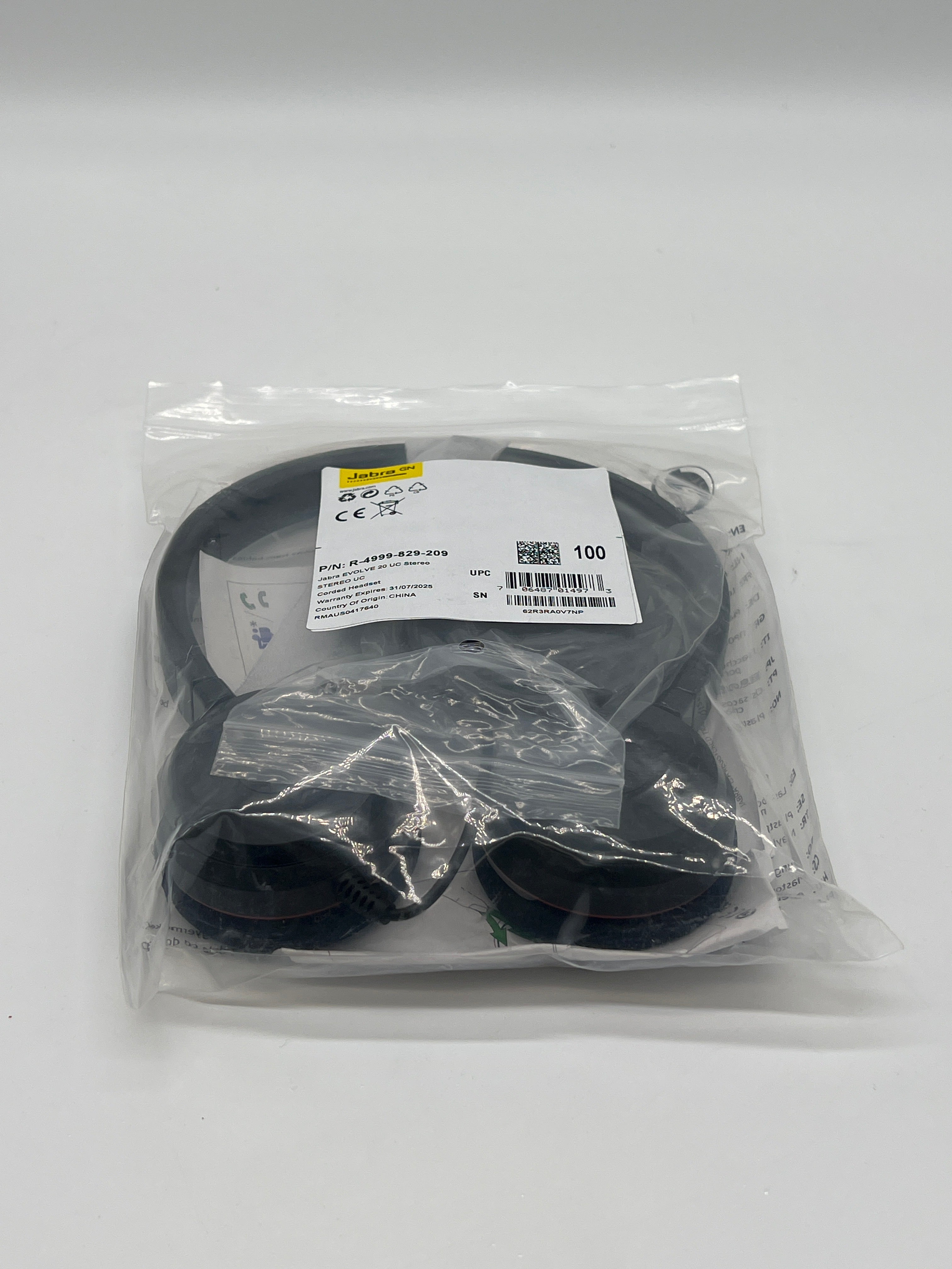 Jabra Evolve 20 UC Wired Headset with USB-A Controller and Noise Cancellation Black New