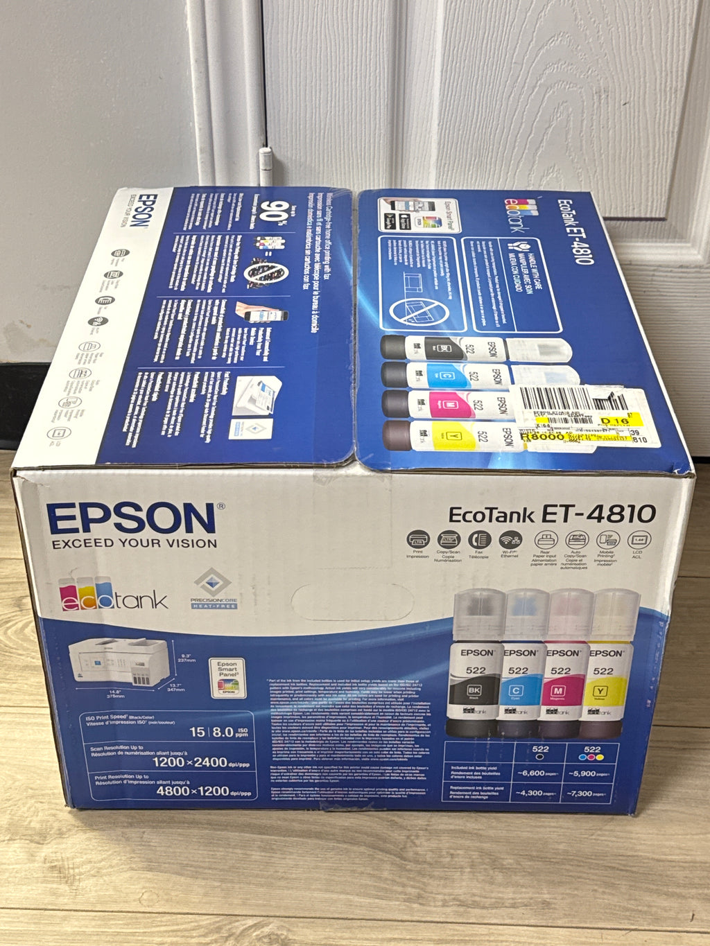 Epson EcoTank ET-4810 Wireless Color Supertank Printer Scan Copy Fax - New