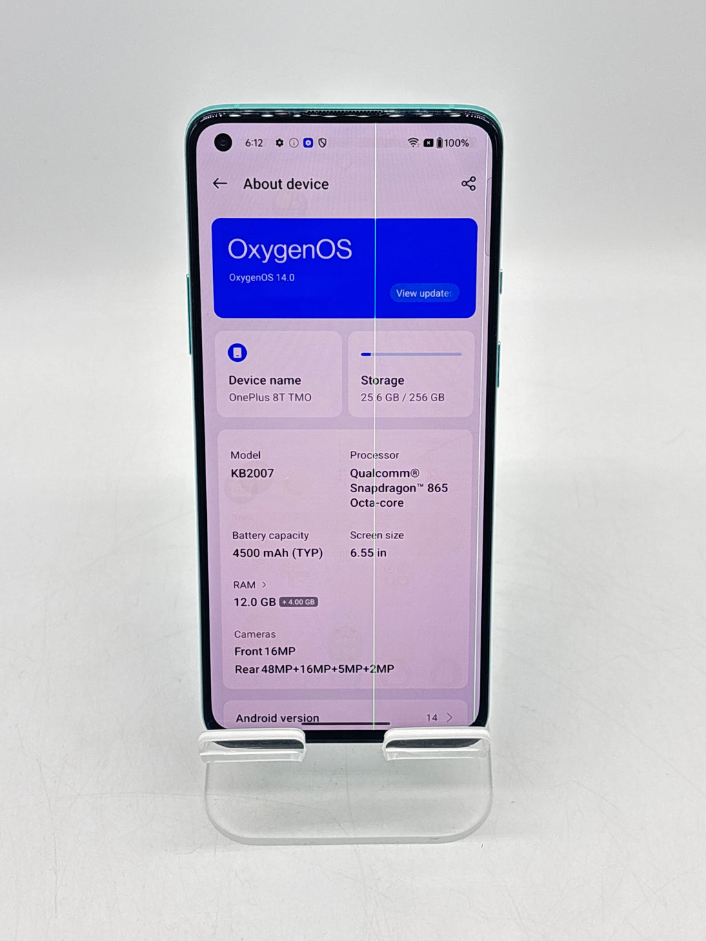 OnePlus 8T 6.55 in 5G 256GB Aquamarine Green Unlocked - For Parts