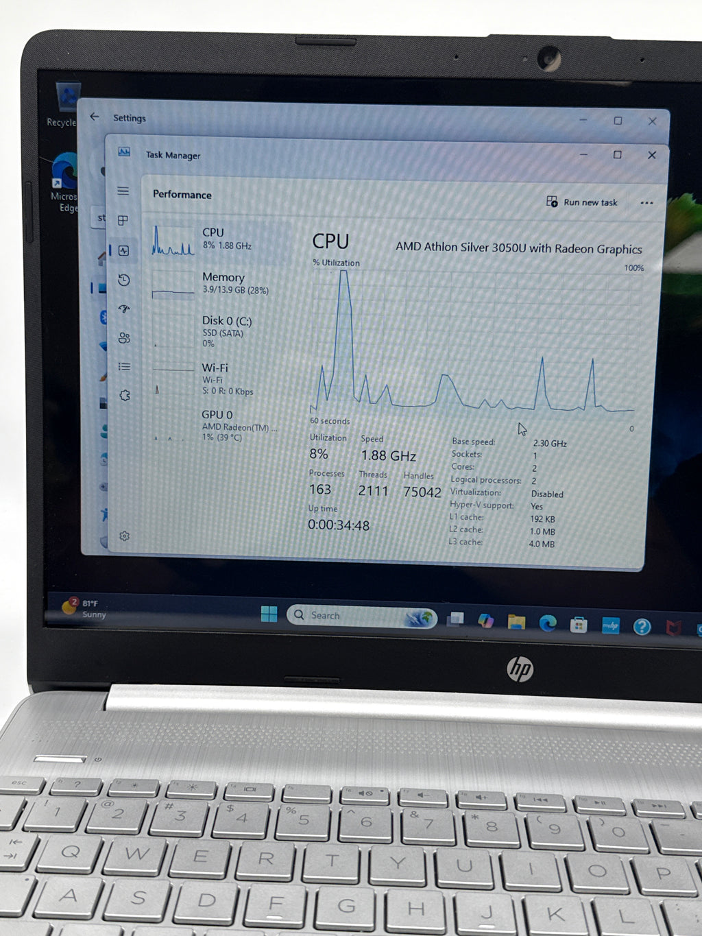 HP 15-ef107wm 15.6 Inch AMD Athlon 16GB RAM 1TB SSD Silver