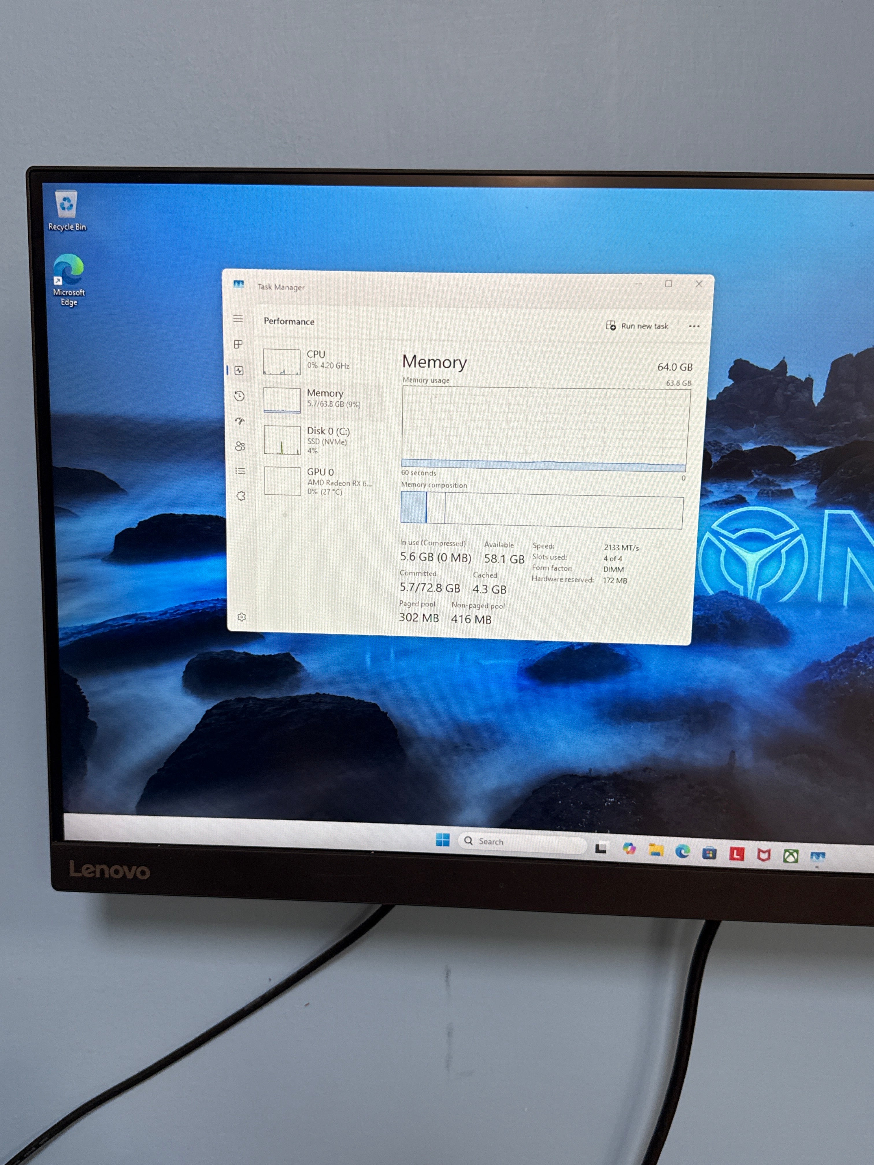 Lenovo Legion PC Ryzen 5 5600G 64GB RAM 512GB SSD RX 6500XT
