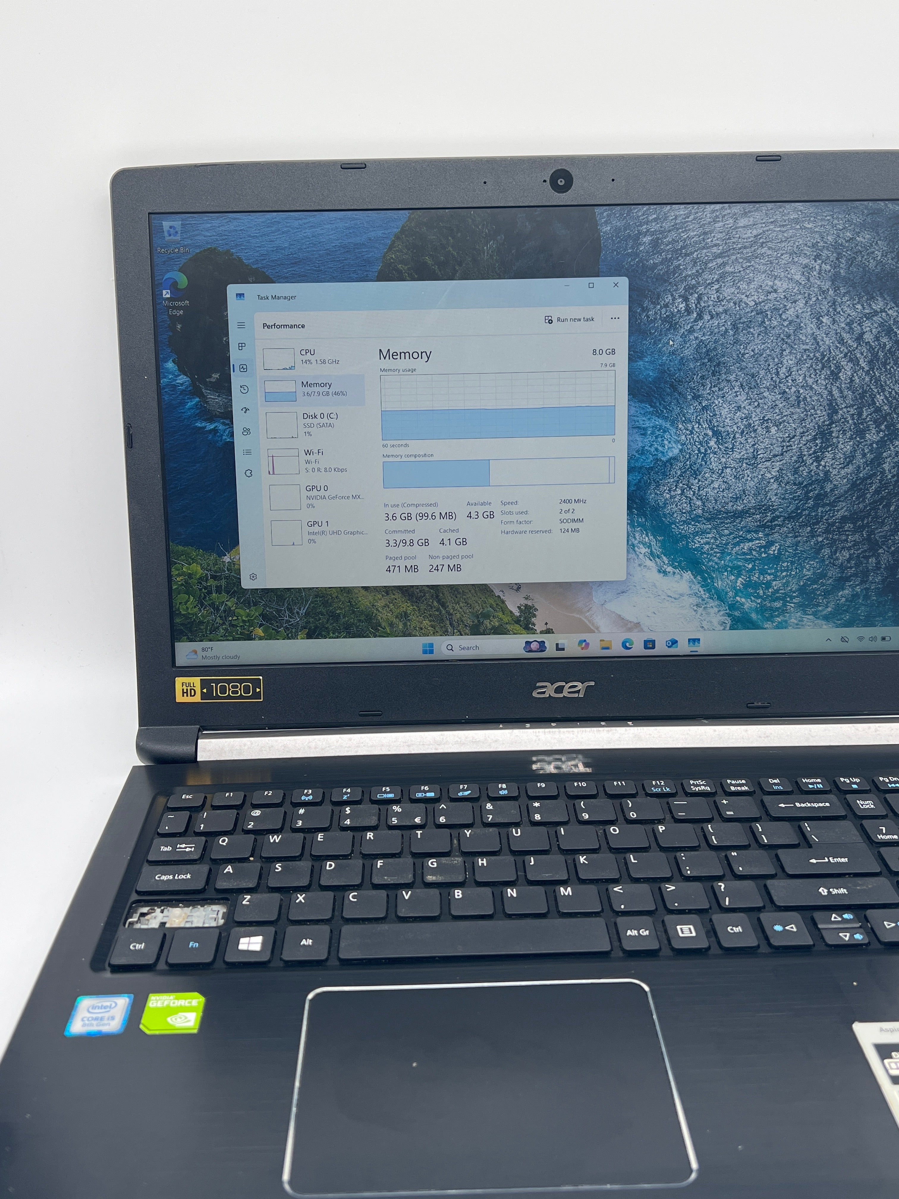 Acer Aspire A515-51G i5-8250u 8GB RAM 256GB SSD GeForce MX150 - For Parts (Read)
