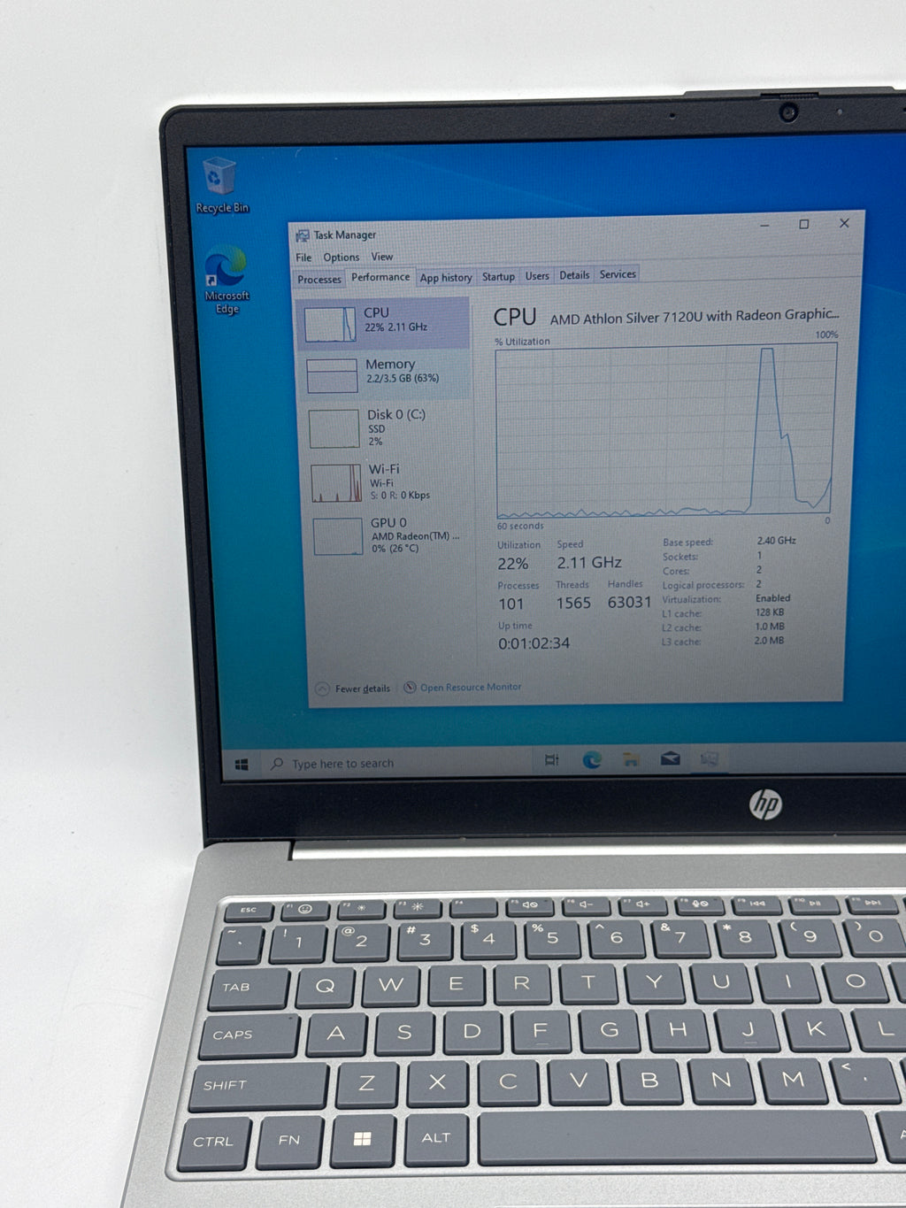 HP Laptop 15-fc0157nr 15.6" Athlon Silver 7120U 4GB RAM 256GB SSD