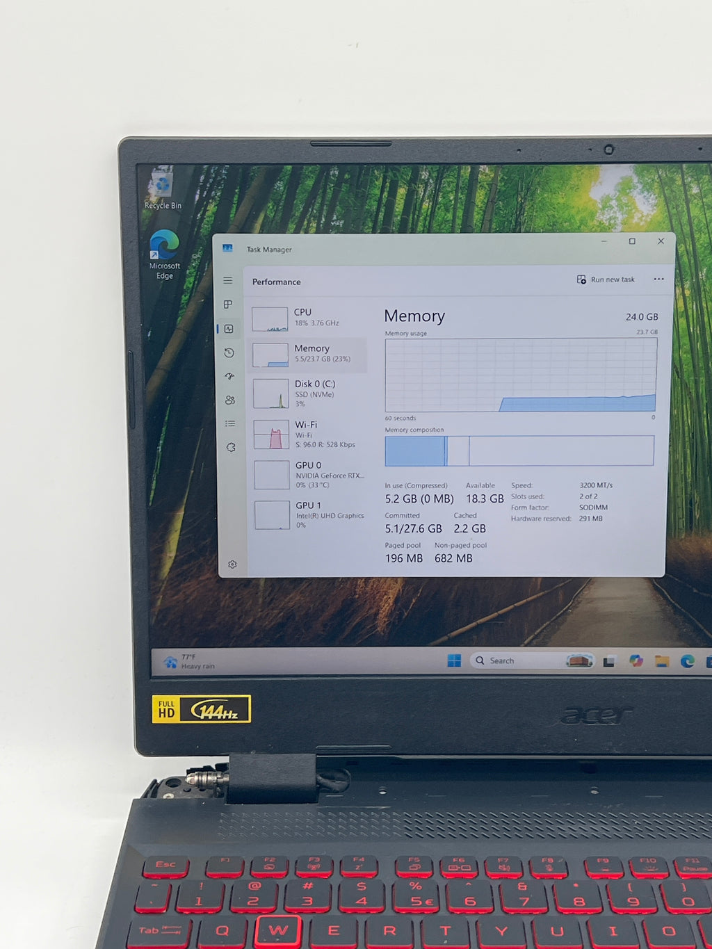 TX01-54482 Asus Nitro 5 15-inch Core i5 12th Gen 24GB RAM 500GB RTX 3050 Ti Black