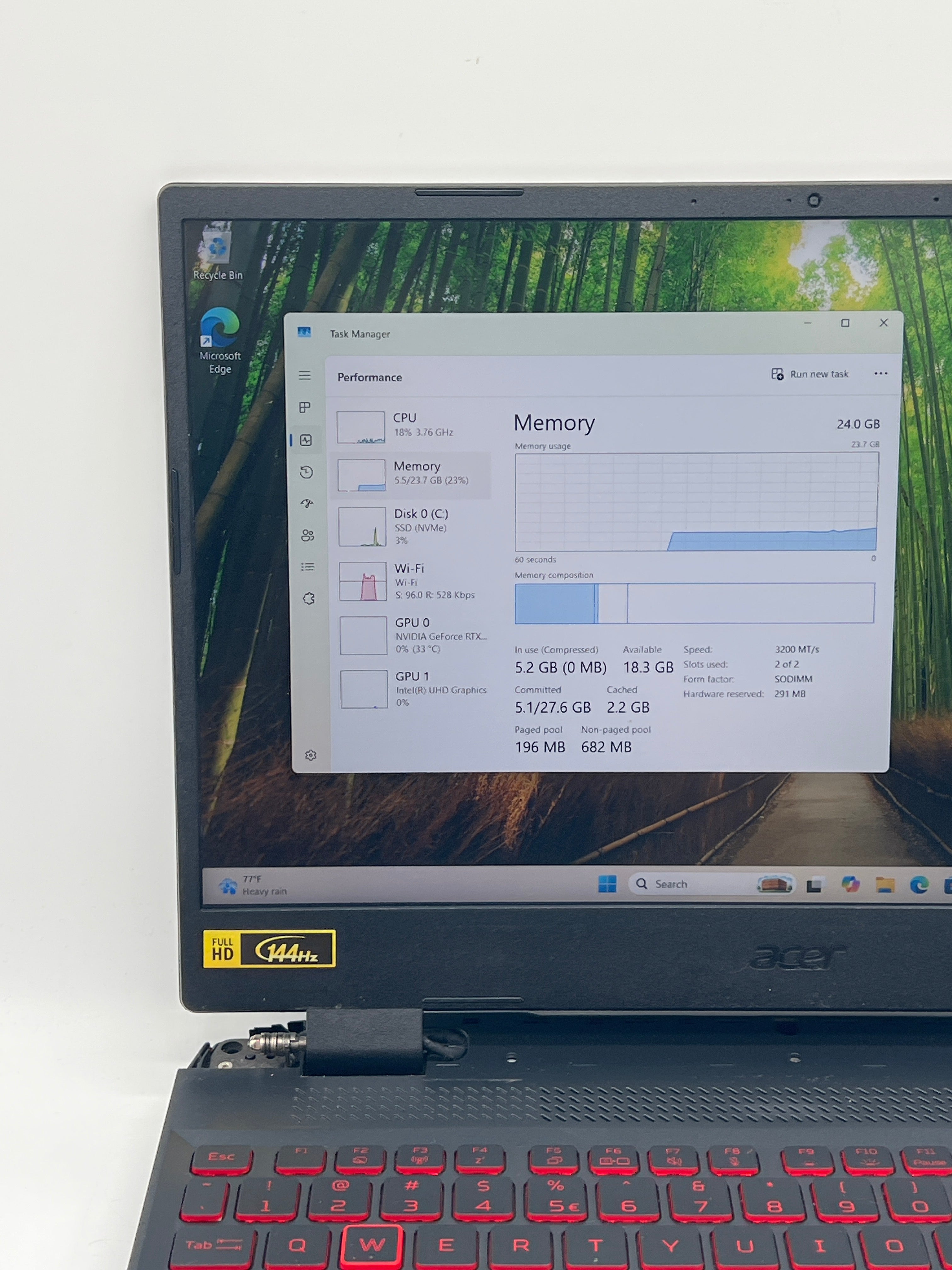 TX01-54482 Asus Nitro 5 15-inch Core i5 12th Gen 24GB RAM 500GB RTX 3050 Ti Black