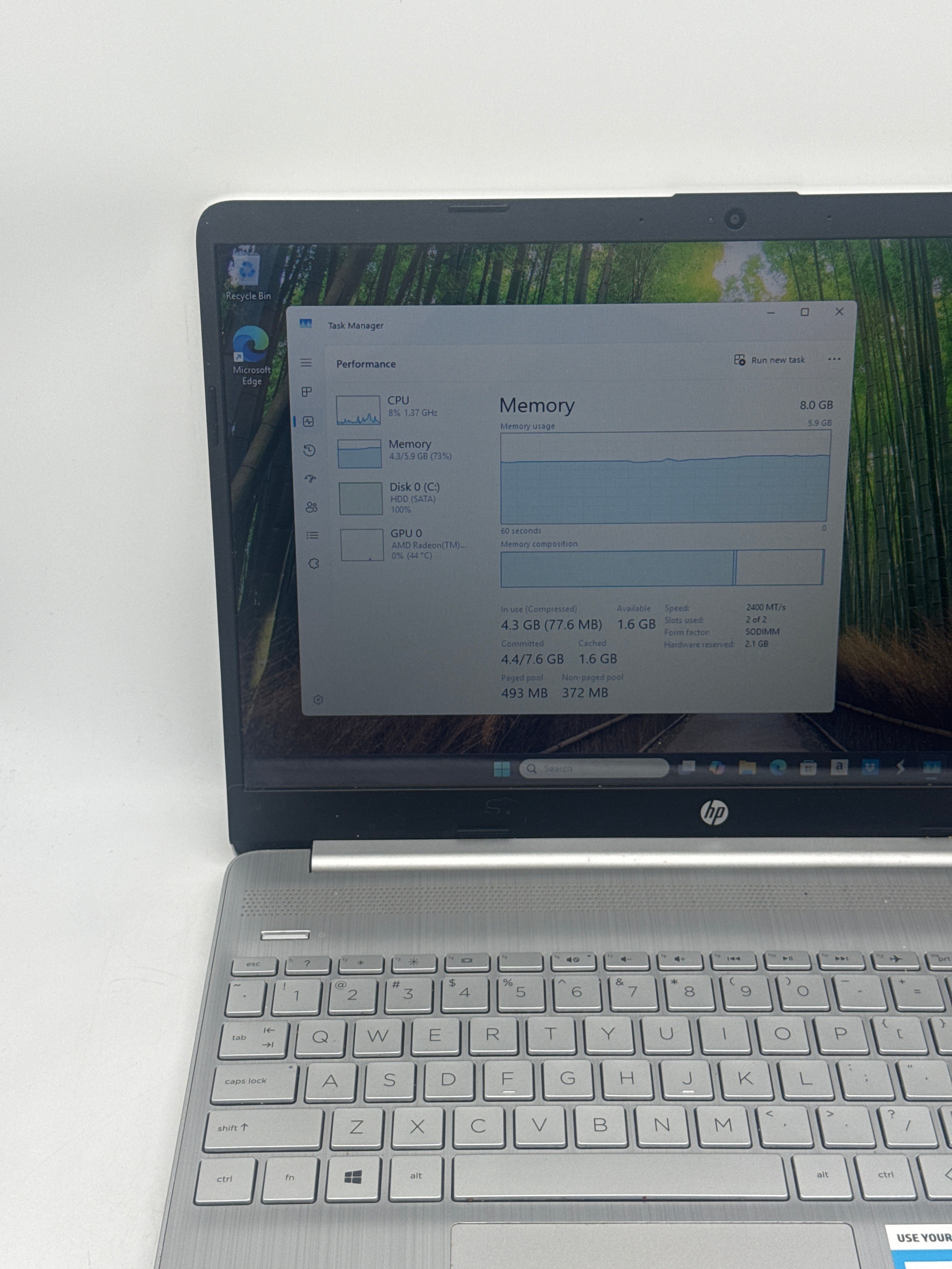 HP 15-GW00230D Ryzen 3 3250U 8GB RAM 1TB HDD - Bad HDD