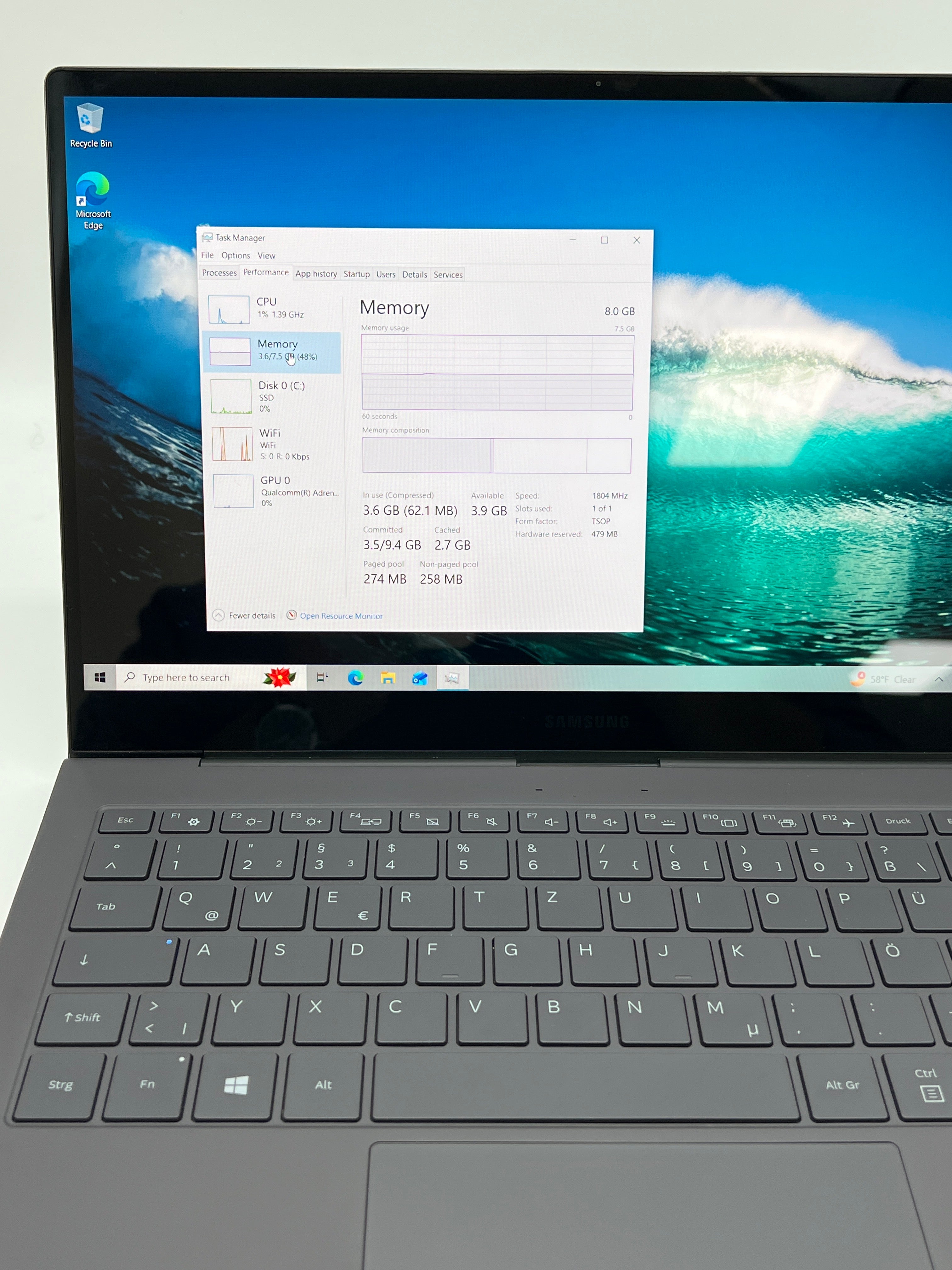 Samsung Galaxy Book S SM-W767V 13.3" Touch Snapdragon 8CX 8GB RAM 256GB SSD