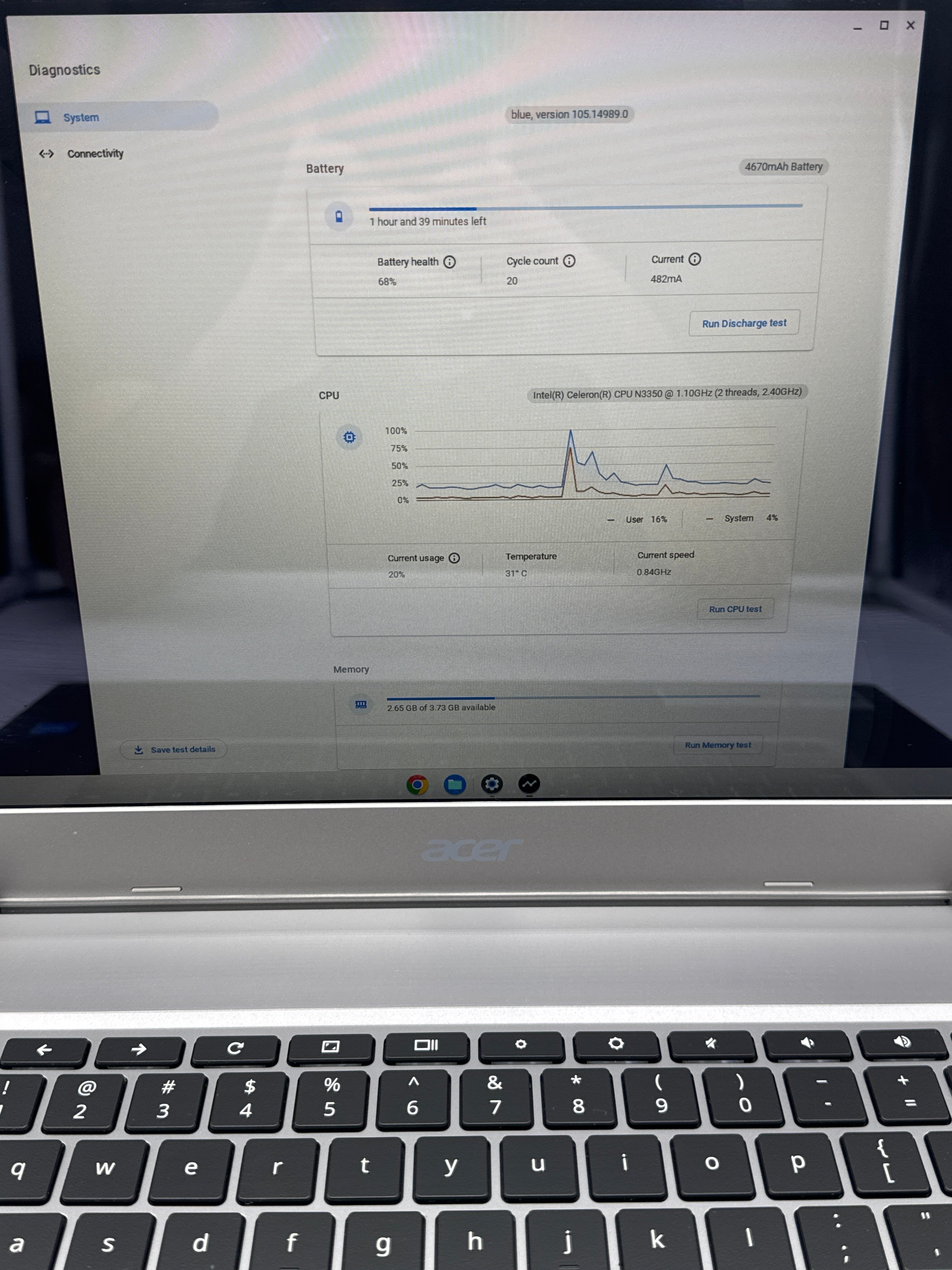 Acer Chromebook N17Q9 Celeron N3350 4GB RAM 32GB eMMC