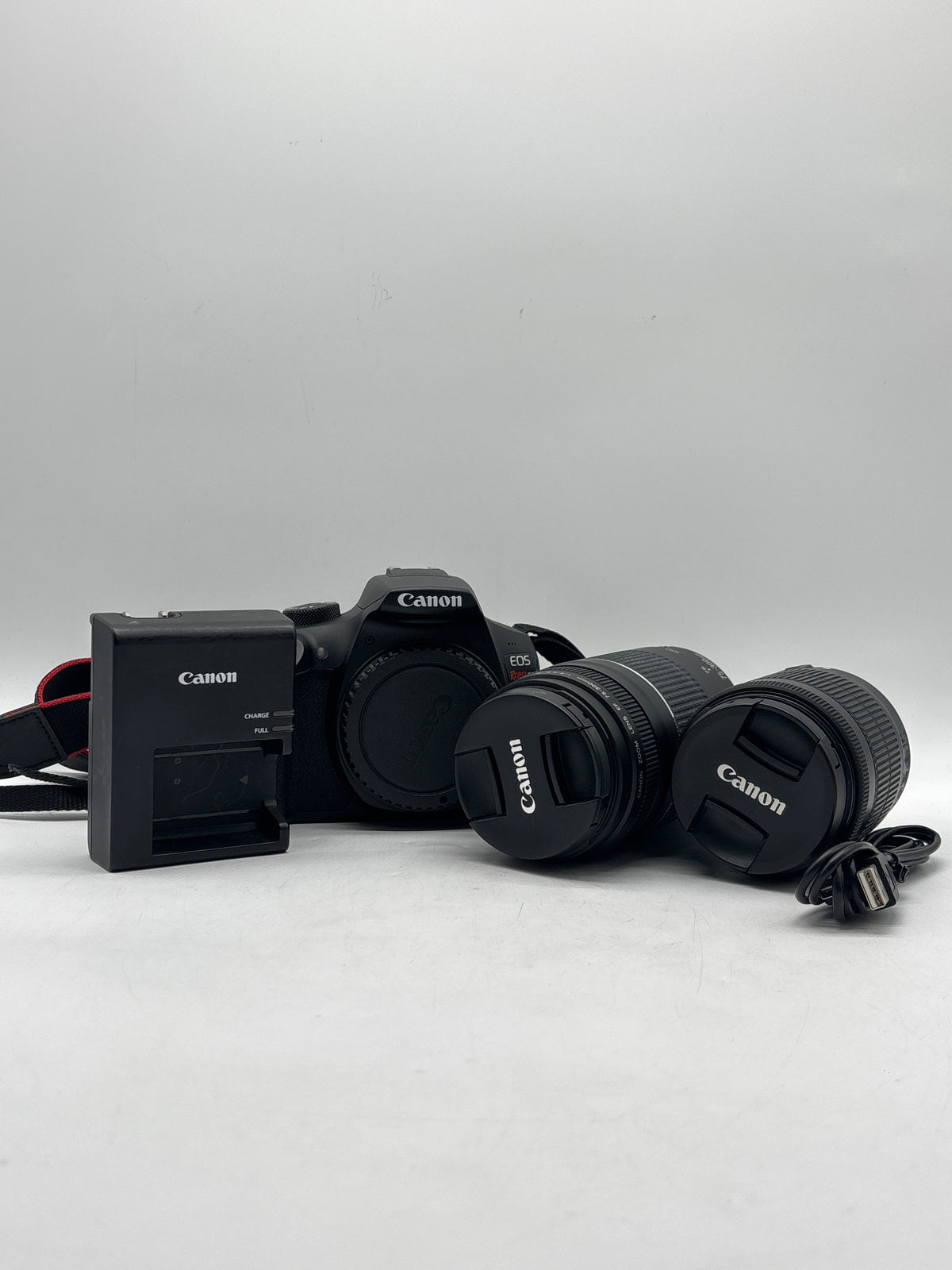 Canon EOS Rebel T6 DSLR Camera Kit EF-S 18-55mm 75-300mm Lenses Black - Used
