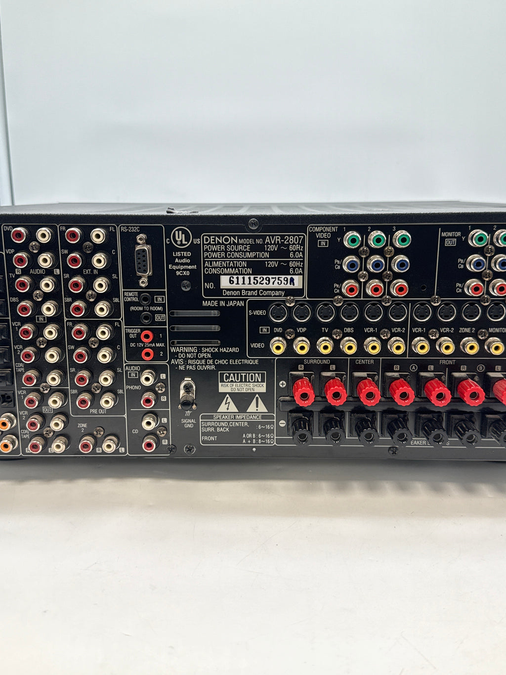 Denon AVR-2807 AL24 7.1 A/V Receiver Black - Used Tested