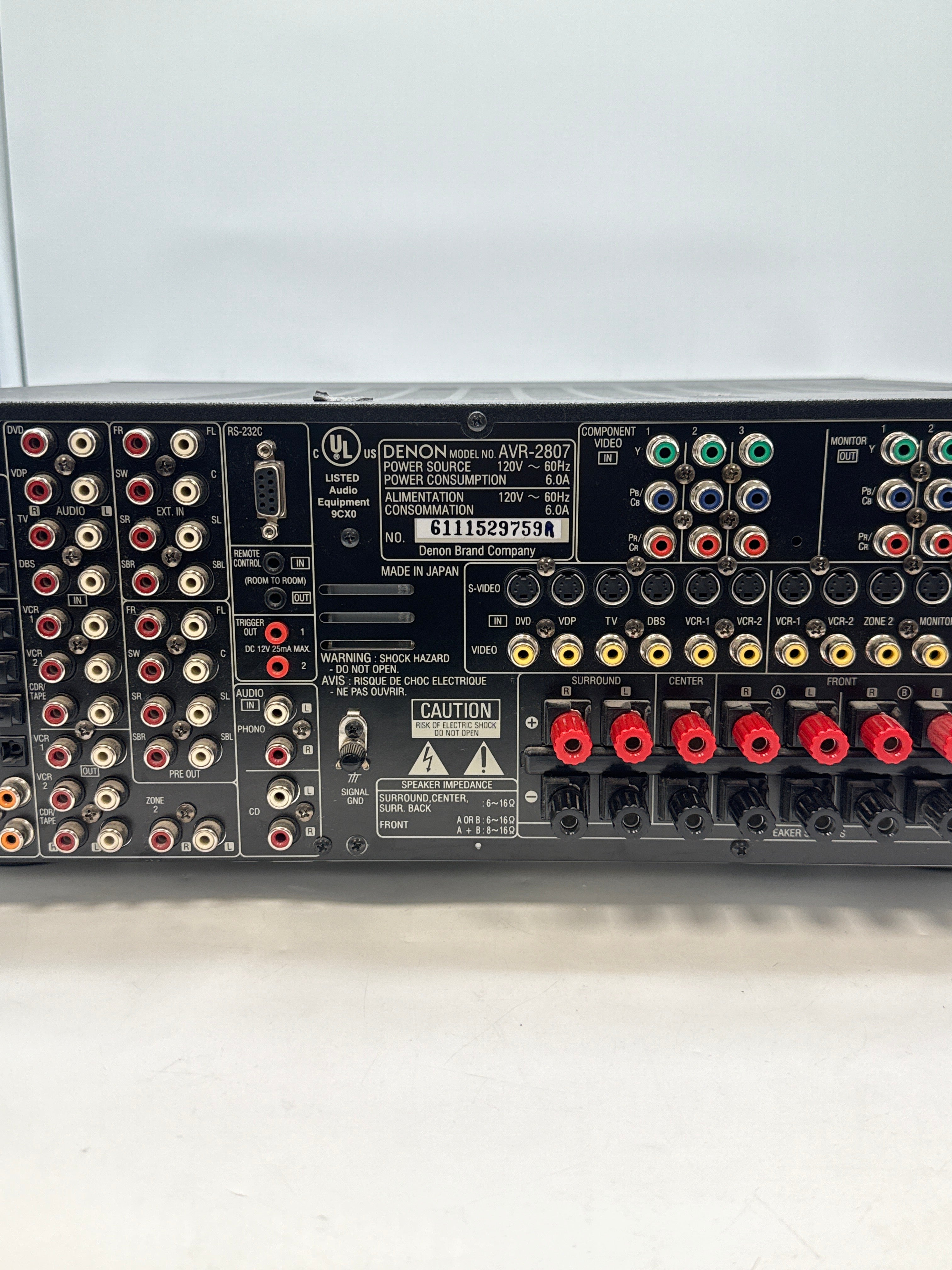 Denon AVR-2807 AL24 7.1 A/V Receiver Black - Used Tested