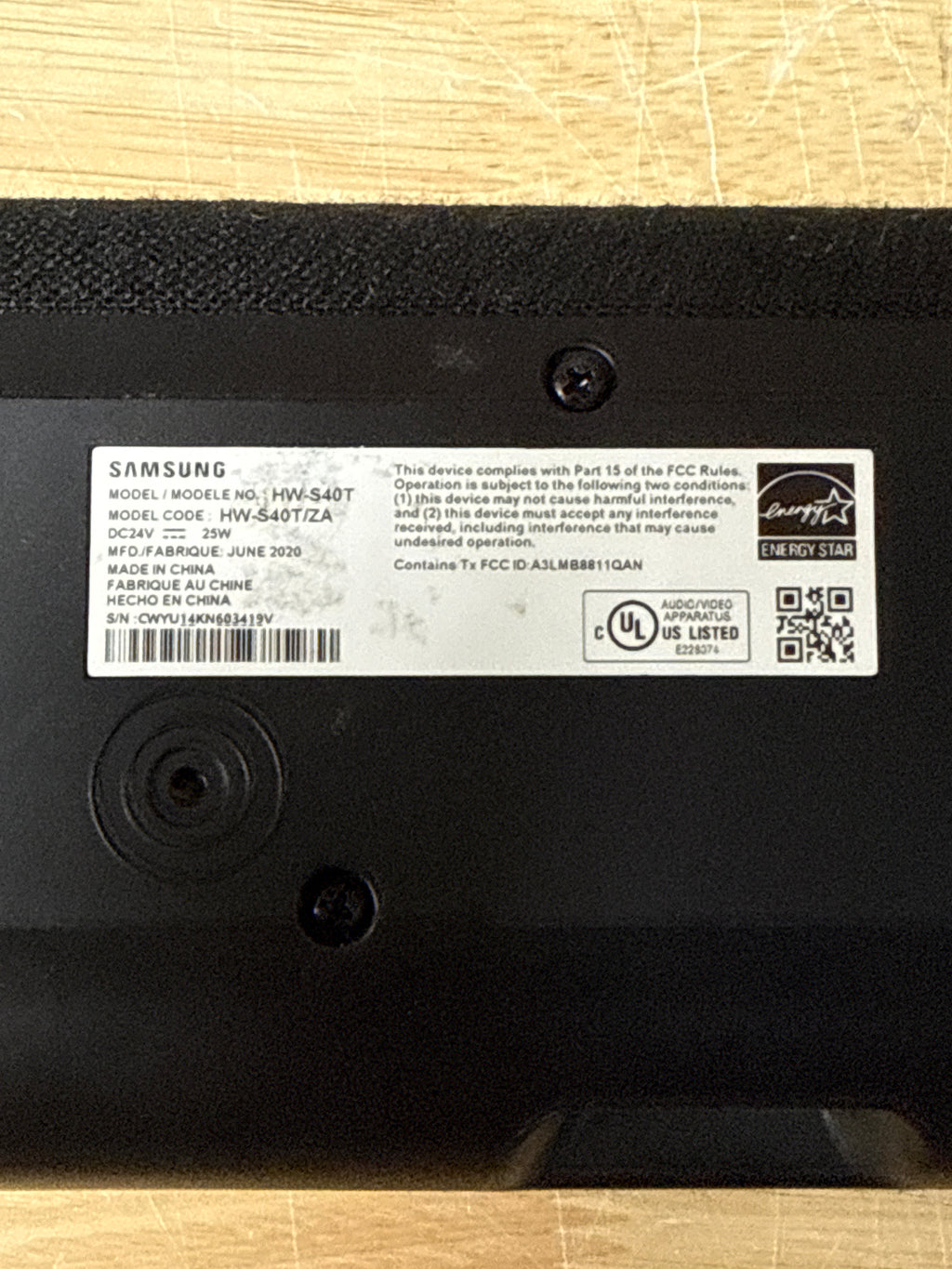 Samsung Soundbar HW-S40T - Used