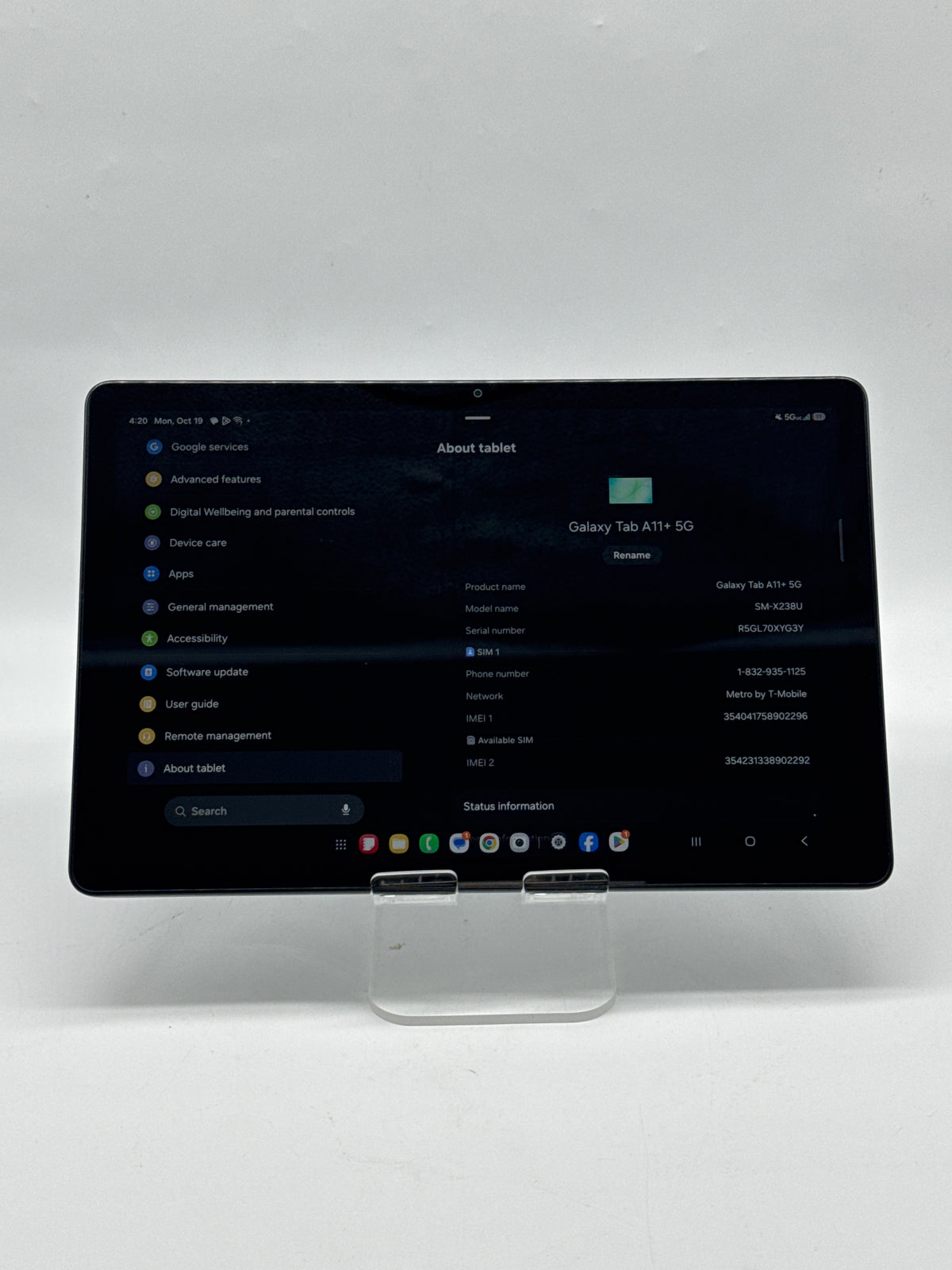 Samsung Galaxy Tab A11 Plus 5G 128GB Gray Compatible with T-Mobile Read