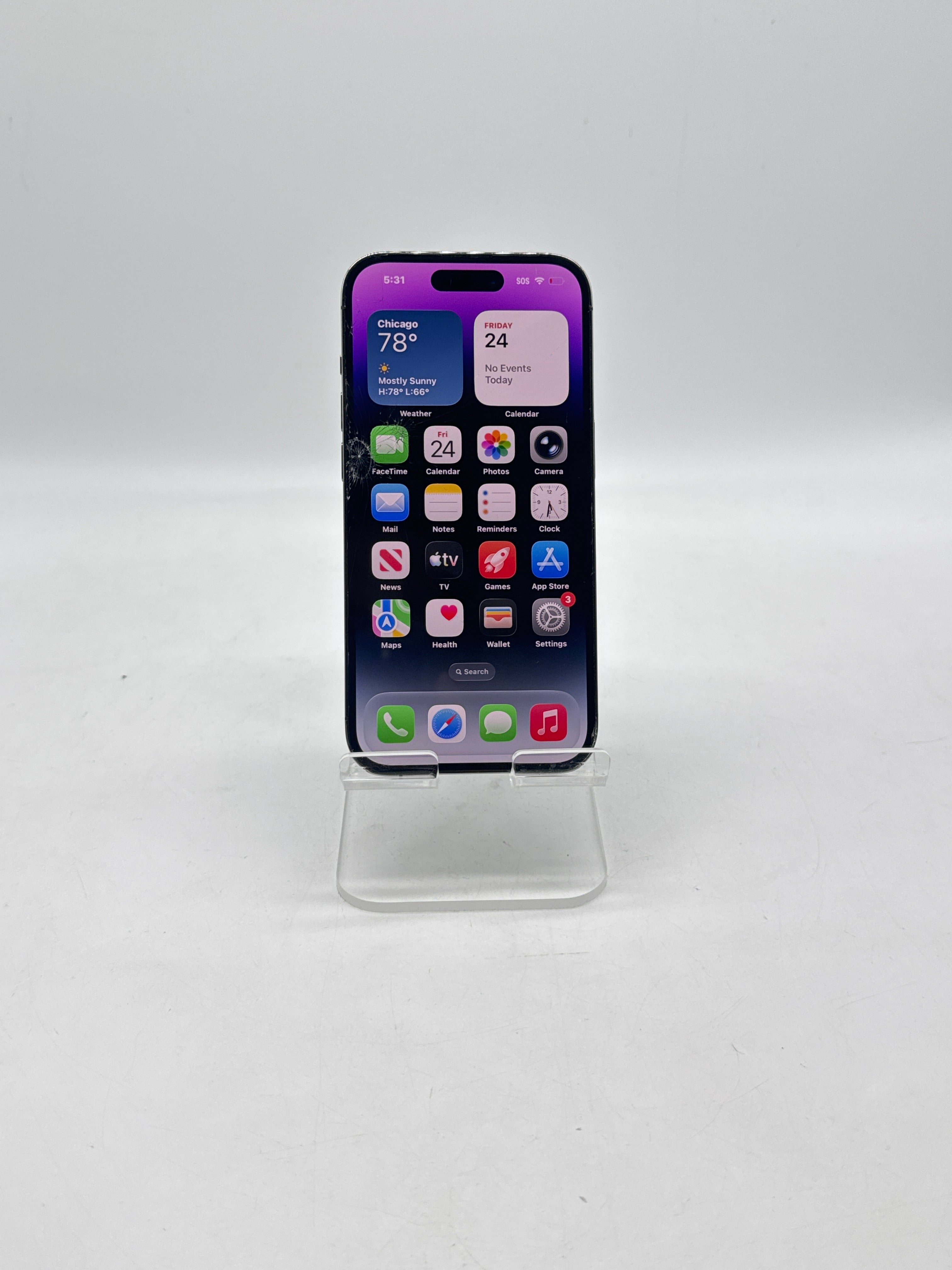 Apple iPhone 14 Pro A2650 128GB Unlocked - Cracked Screen Service Battery