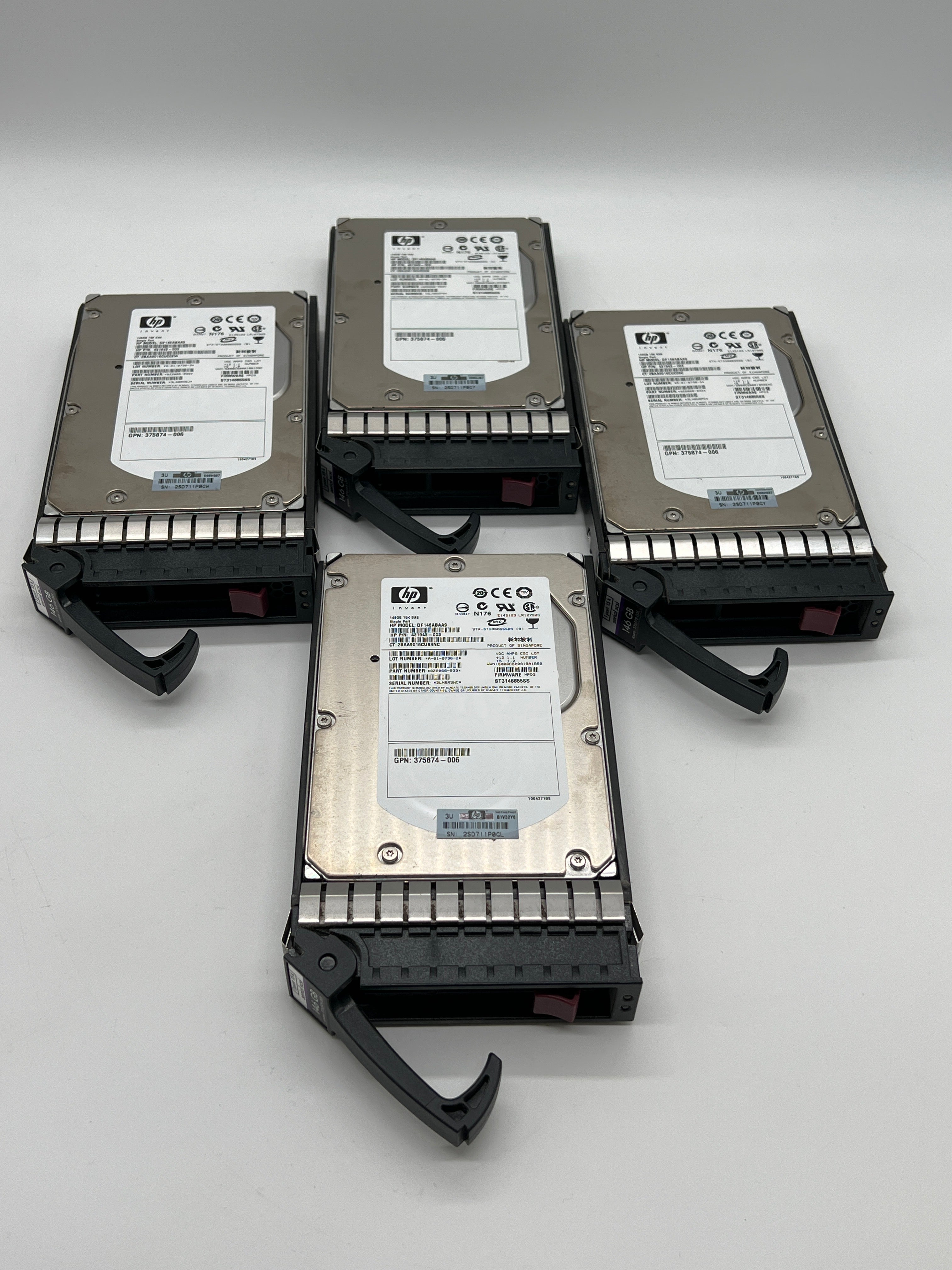HP DF146ABAA9 146Gb 15K 3.5" SAS HDD (Lot of 4)