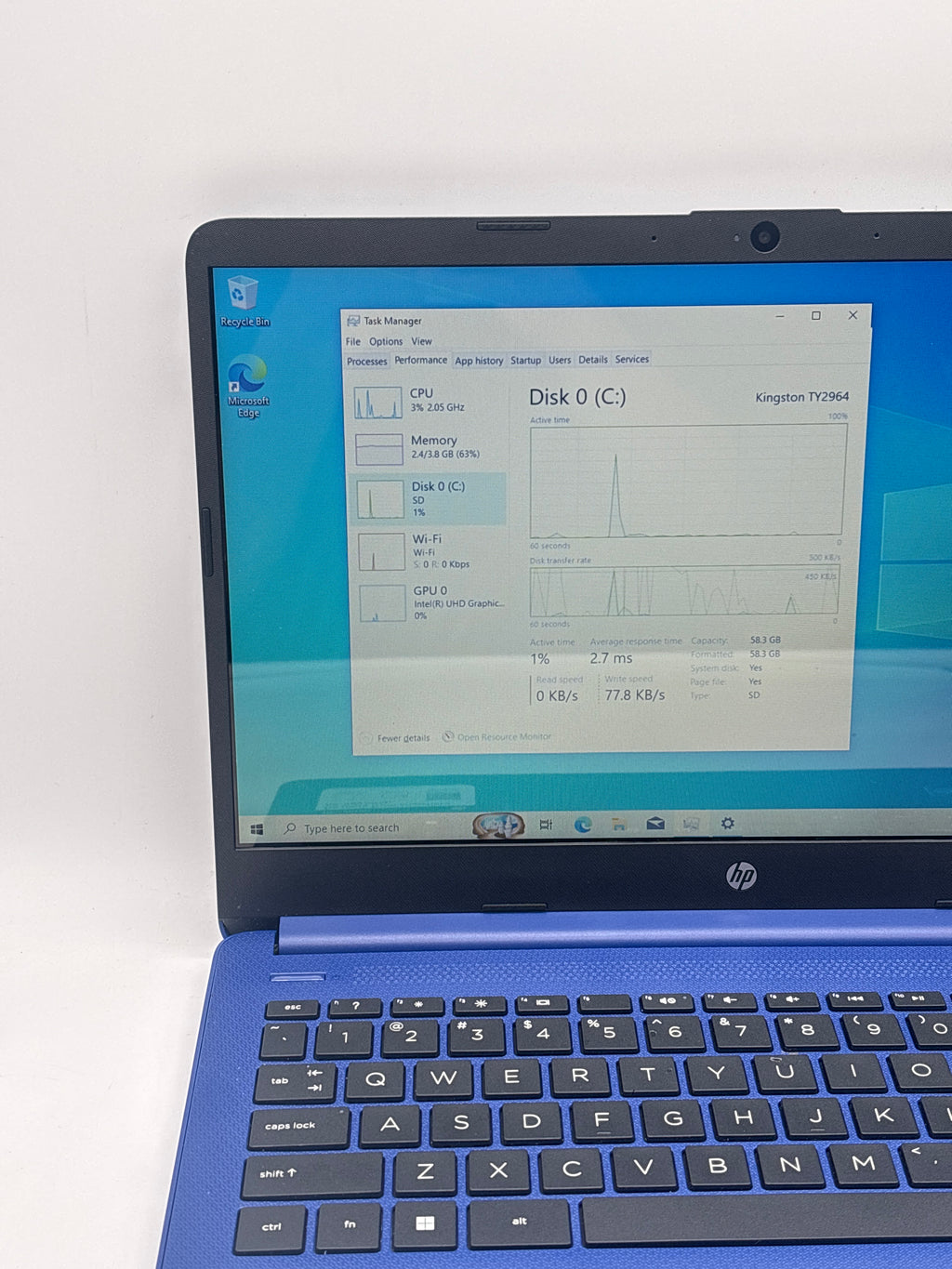 HP 14-dq0055dx Celeron N4120 4GB RAM 64GB SD