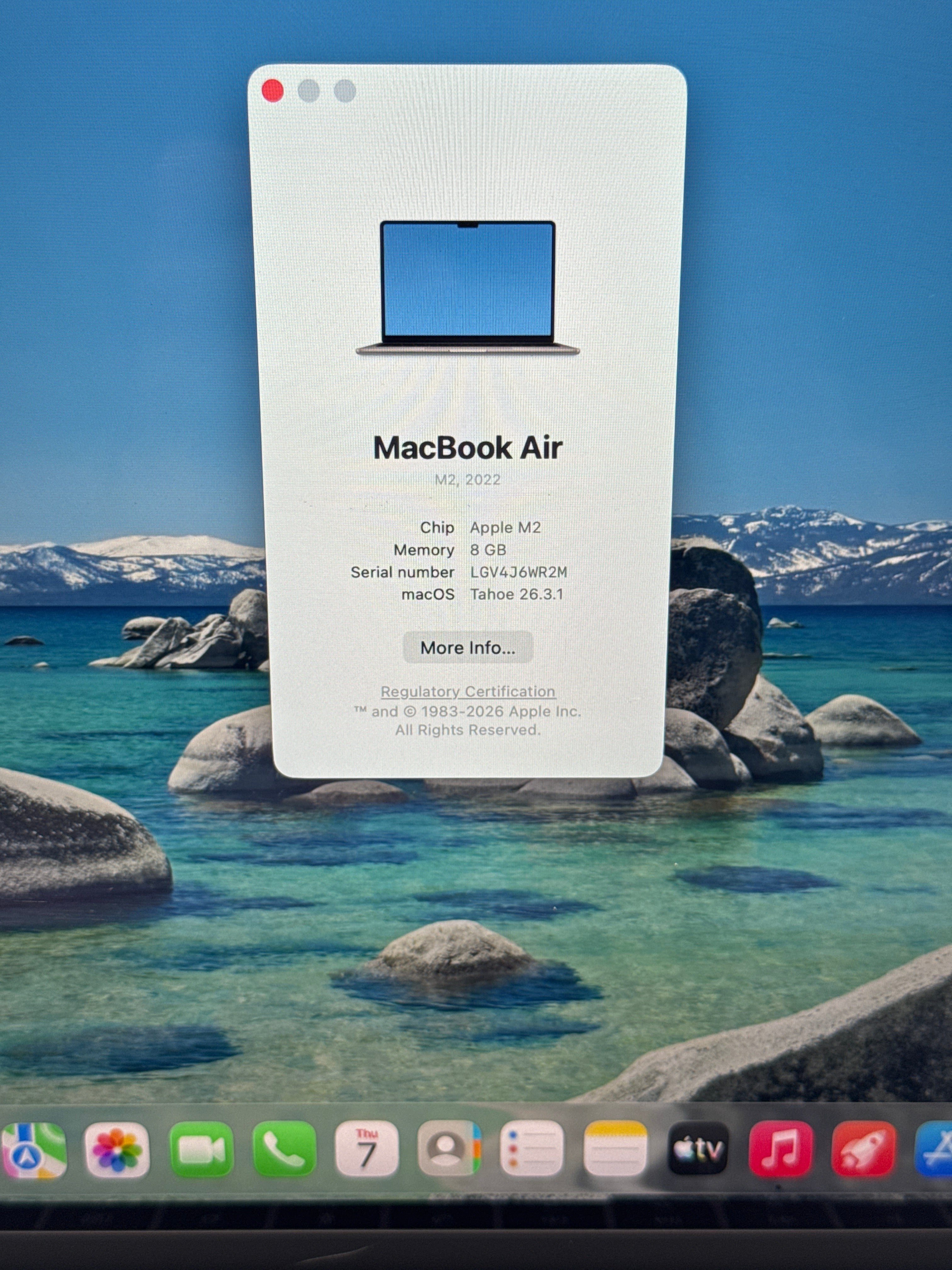 Apple MacBook Air 13" 2022 A2681 M2 8GB RAM 512GB SSD