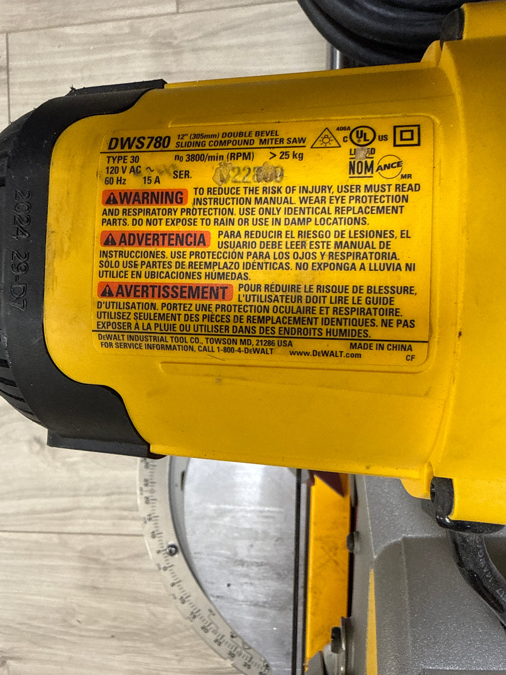 DeWalt DWS780 12 in. Double Bevel Sliding Compound Miter Saw - Used
