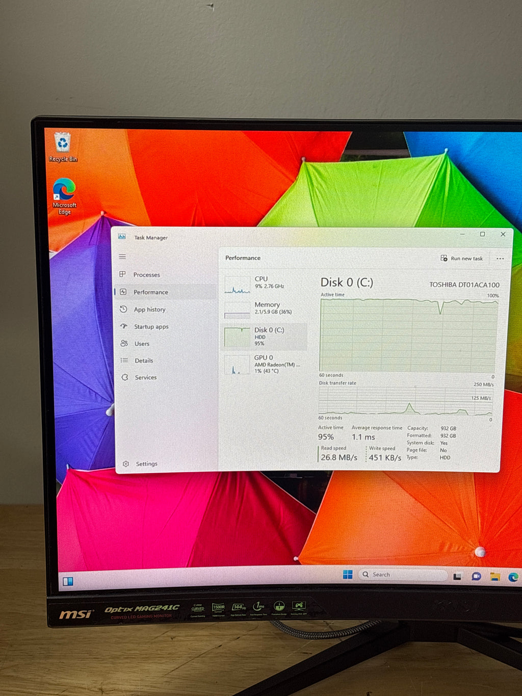 HP M01-F0033w Ryzen 3 3200G 8GB RAM 1TB HDD - For Parts (Bad HDD)