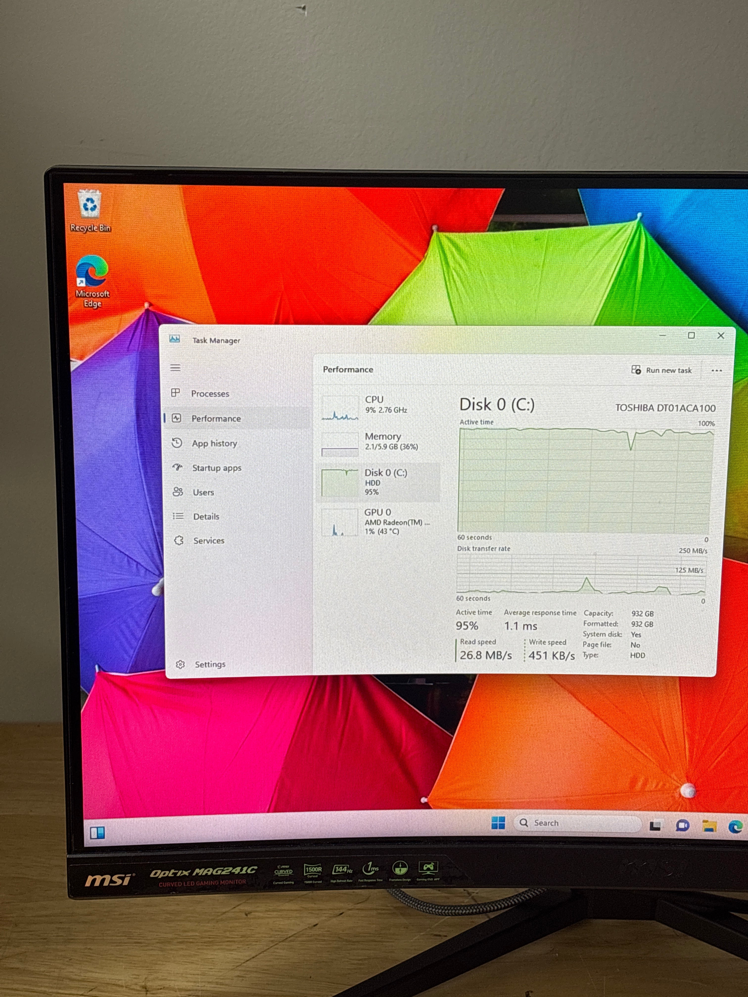 HP M01-F0033w Ryzen 3 3200G 8GB RAM 1TB HDD - For Parts (Bad HDD)