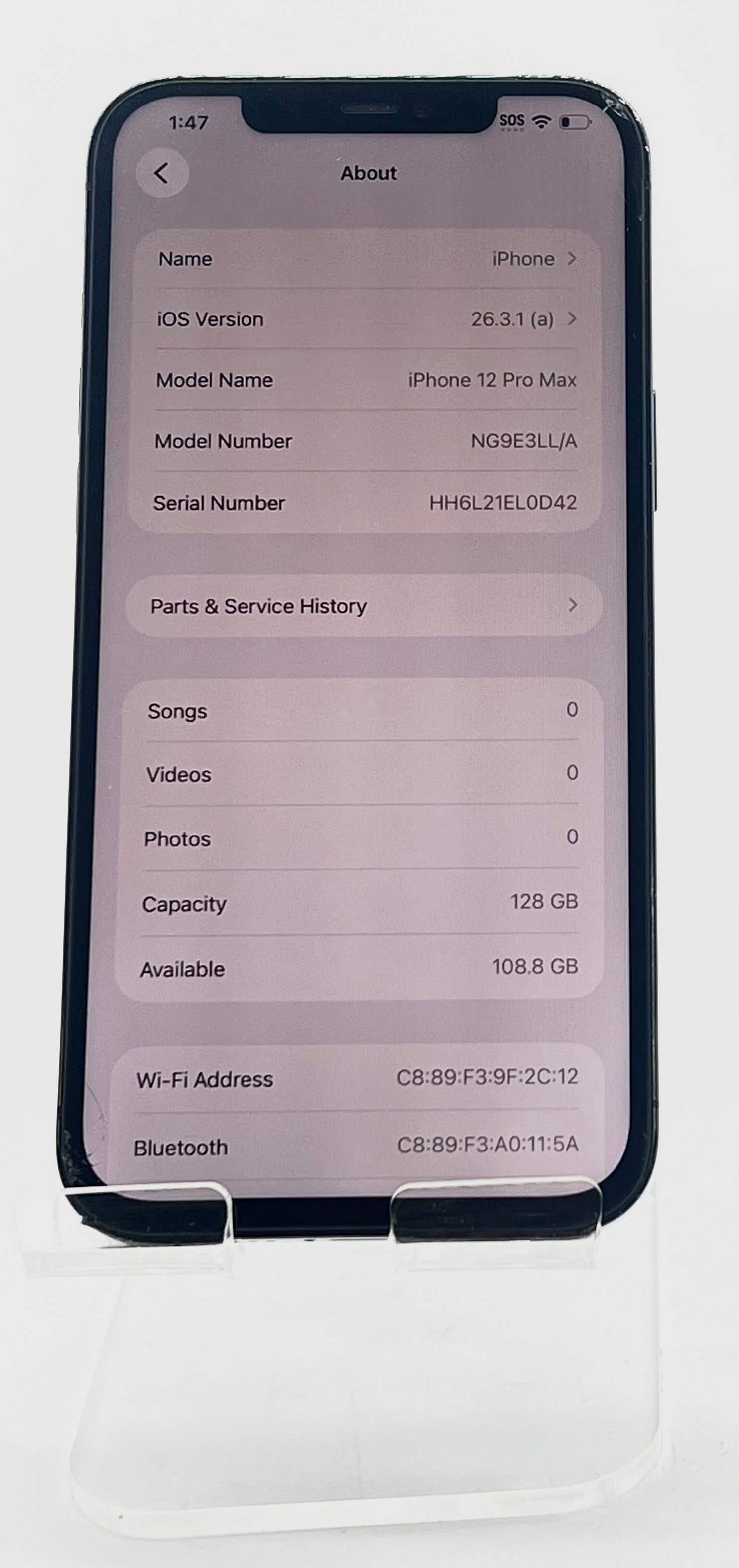 Apple iPhone 12 Pro Max 128GB Pacific Blue Unlocked - For Parts(Cracked Screen)