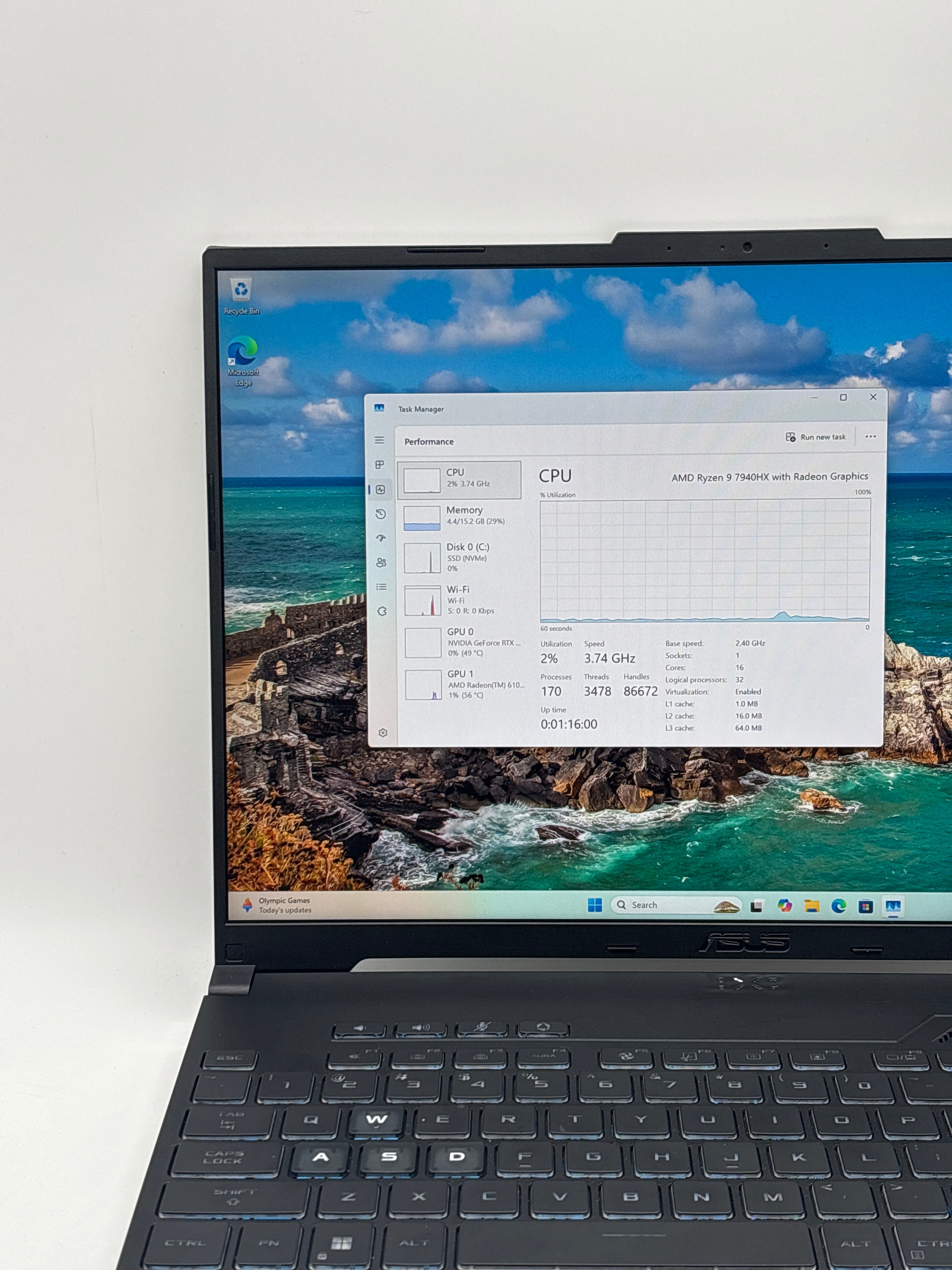 Asus TUF A16 FA607P Ryzen 9 7940HX 16GB RAM 512GB SSD RTX 4070