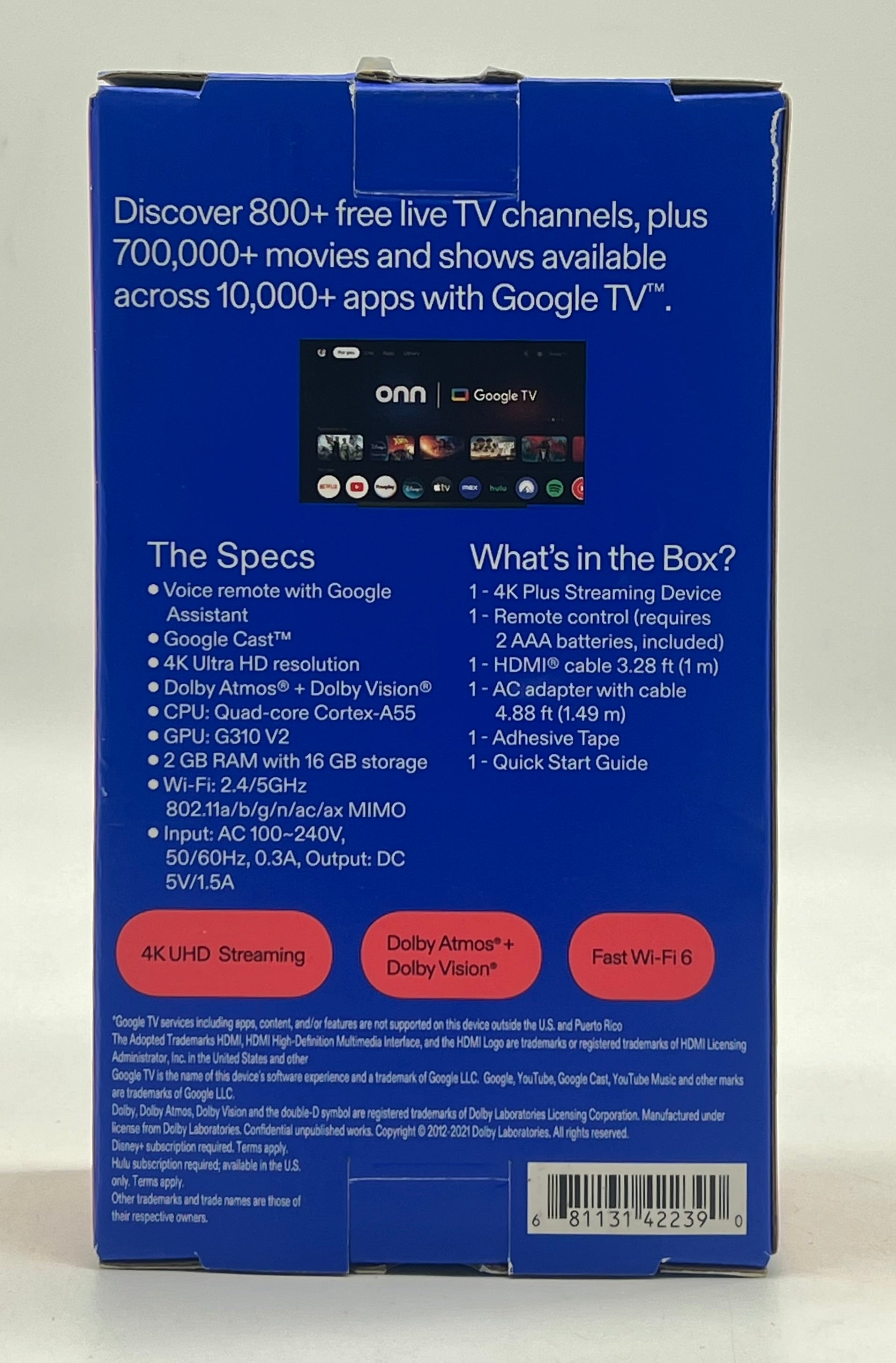 ONN Google TV 4K Plus Black - Open Box