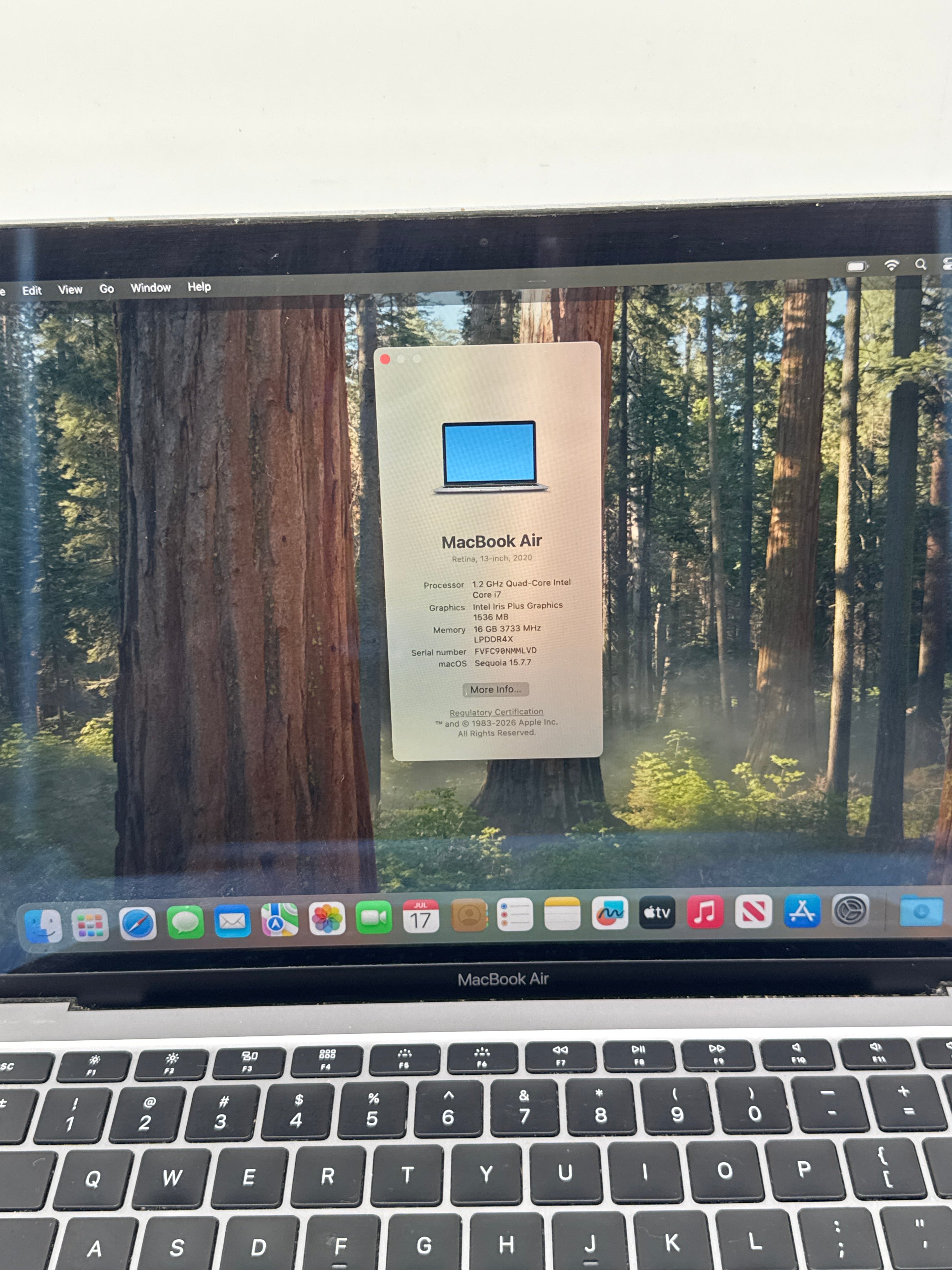Apple MacBook Air 13" A2179 i7 16GB RAM 512GB SSD - Missing Arrow Key