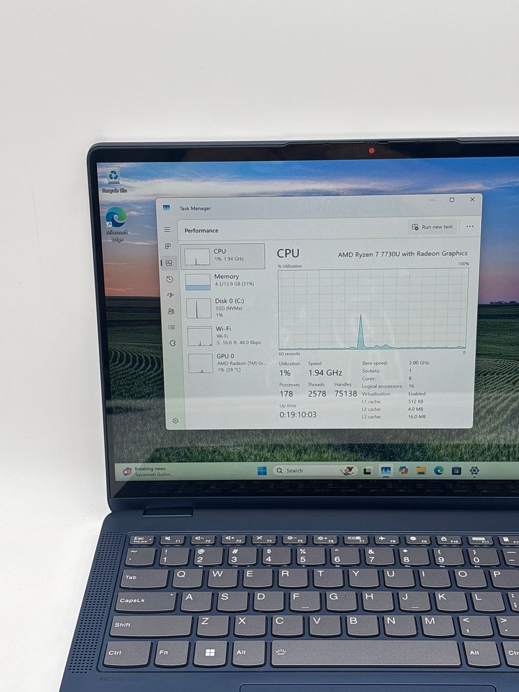 Lenovo Ideapad Flex 5 14abr8 Ryzen 7 7730U 16GB RAM 512GB SSD