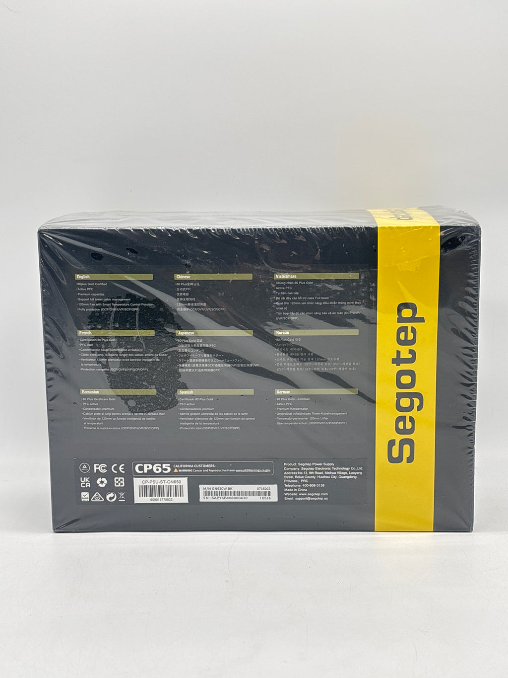 Segotep GN650 650W ATX Power Supply 80 Plus Gold Black Non-Modular - New In Box