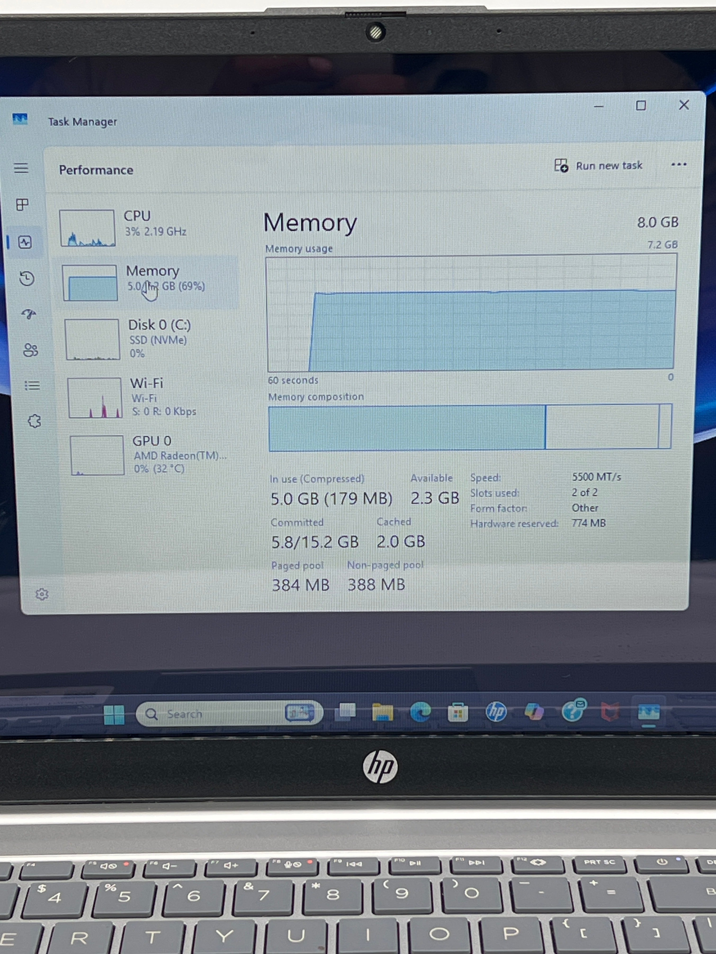 HP 15-FC0025DX 15" AMD Ryzen 5 8GB RAM 512GB SSD