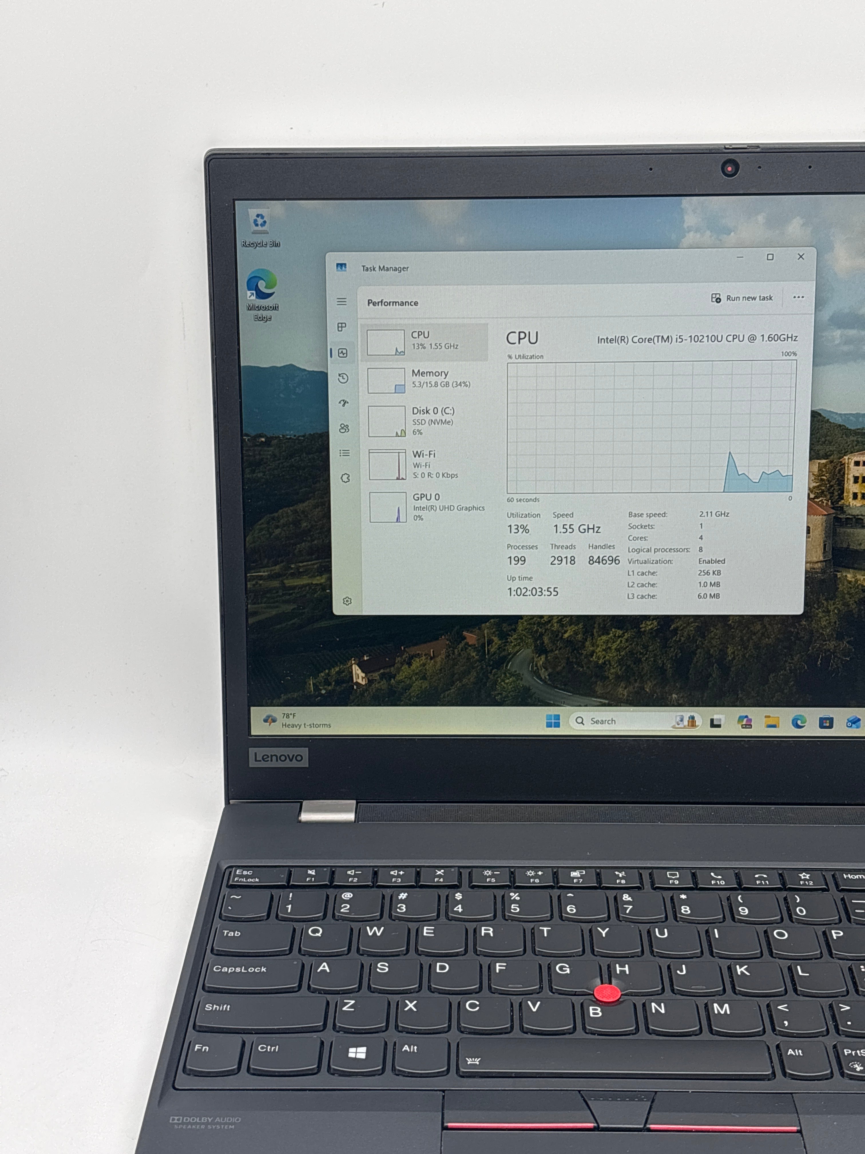 Lenovo ThinkPad T15 Gen 1 i5-10210U 16GB RAM 256GB SSD Used