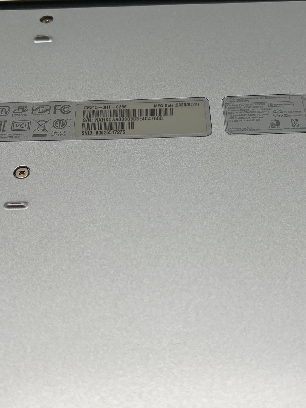 Acer Chromebook 315 CB315-3H Celeron N4020 4GB RAM 32GB SSD