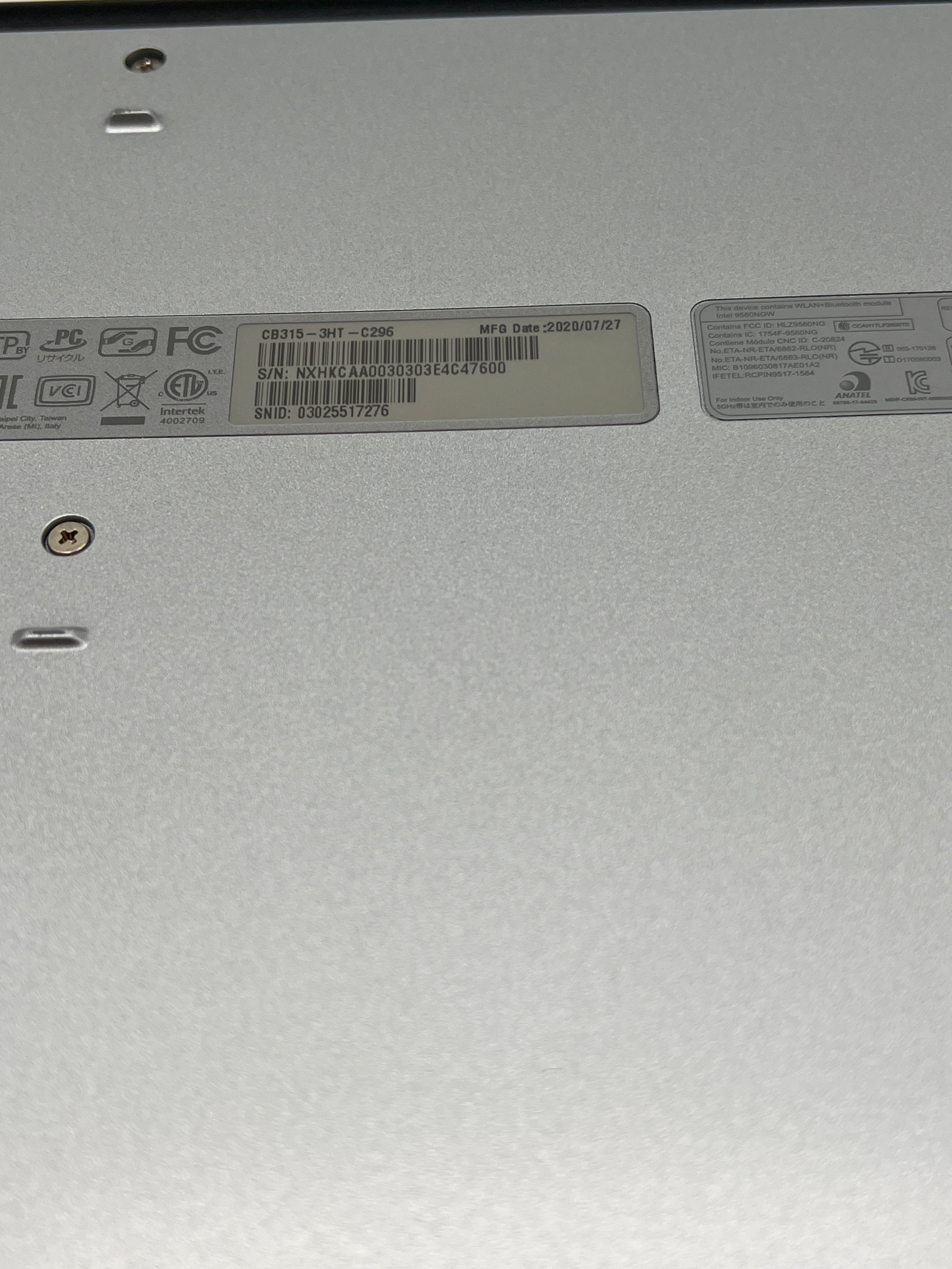 Acer Chromebook 315 CB315-3H Celeron N4020 4GB RAM 32GB SSD